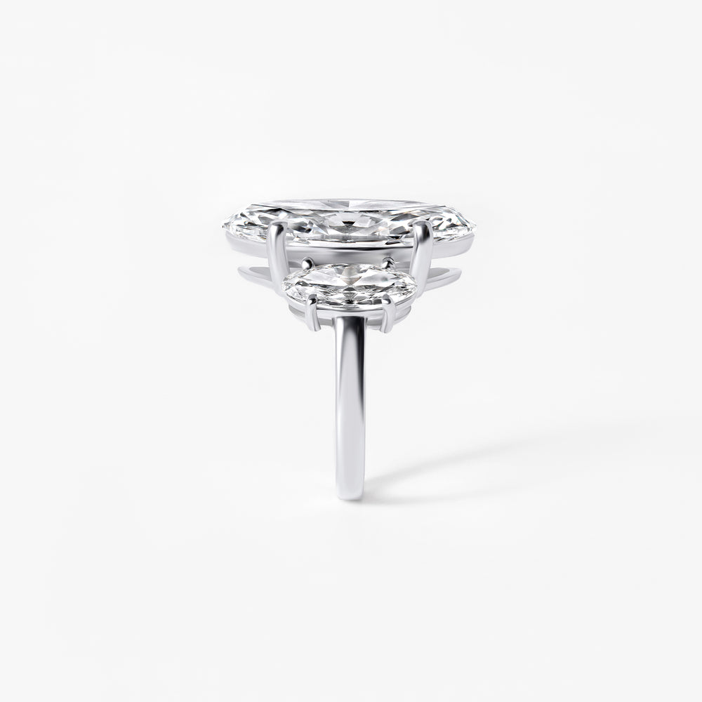 9.77CT Moval Three Stone Engagement Ring