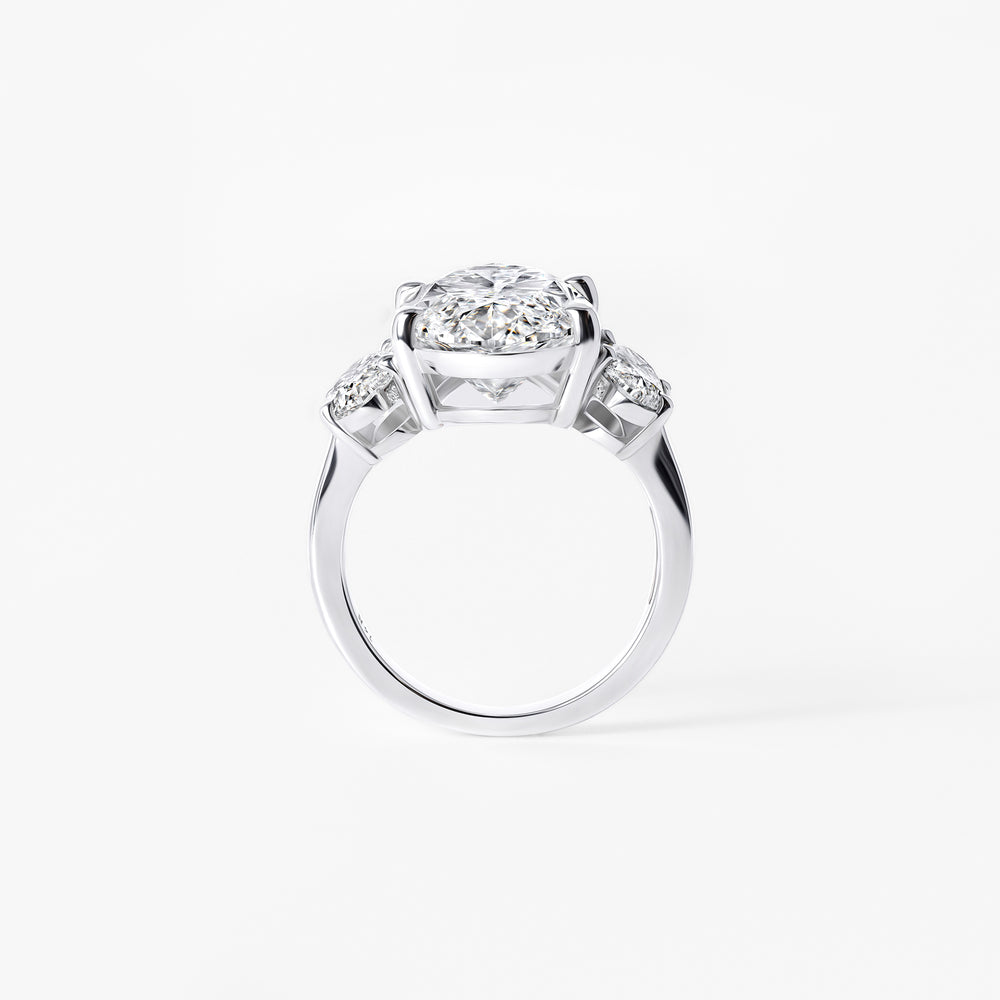 9.77CT Moval Three Stone Engagement Ring