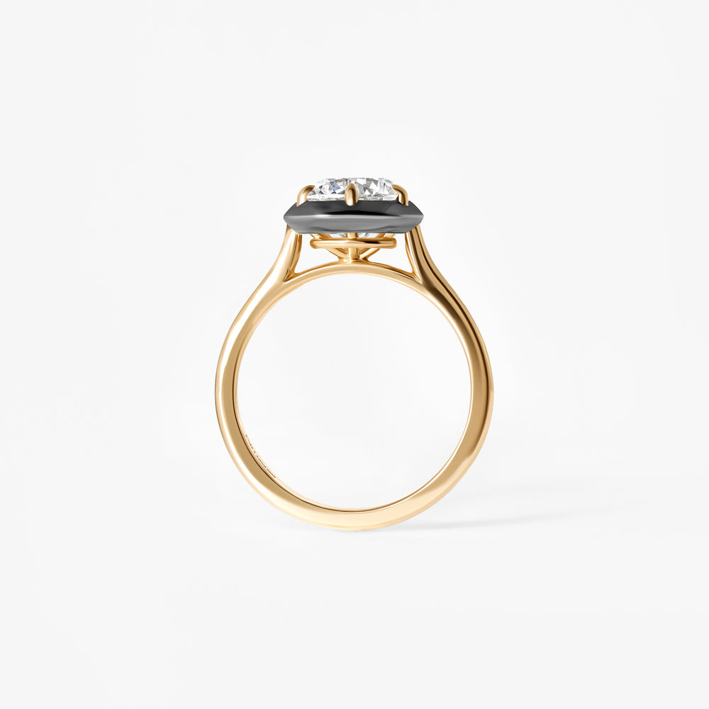 2.00CT Round Black Rhodium Bezel Engagement Ring