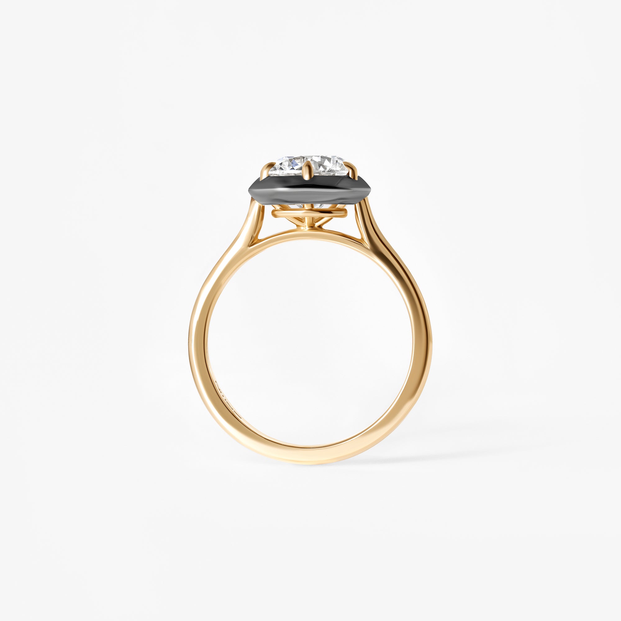 2.00CT Round Black Rhodium Bezel Engagement Ring