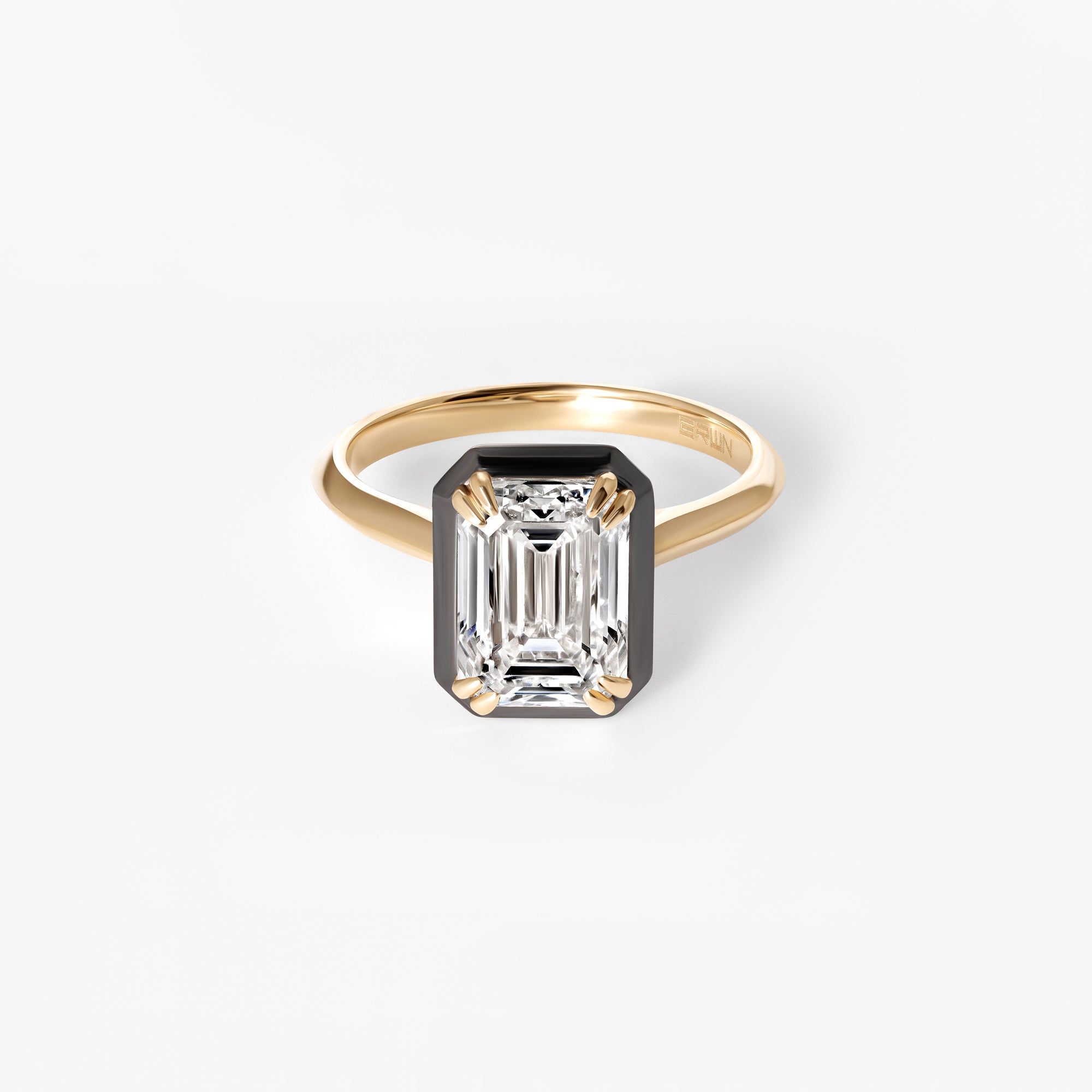 3.00CT Emerald Black Rhodium Bezel Engagement Ring
