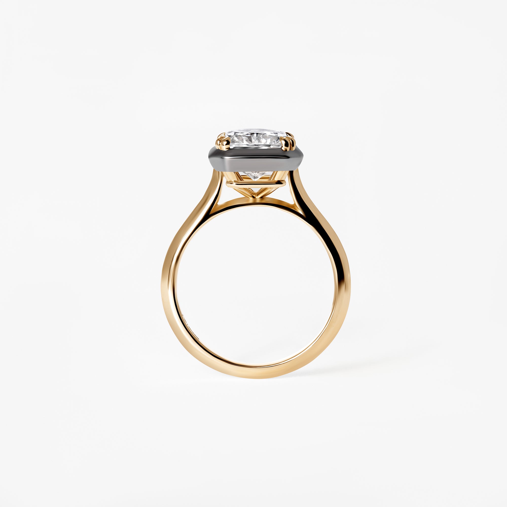 4.06CT Radiant Black Rhodium Bezel Engagement Ring