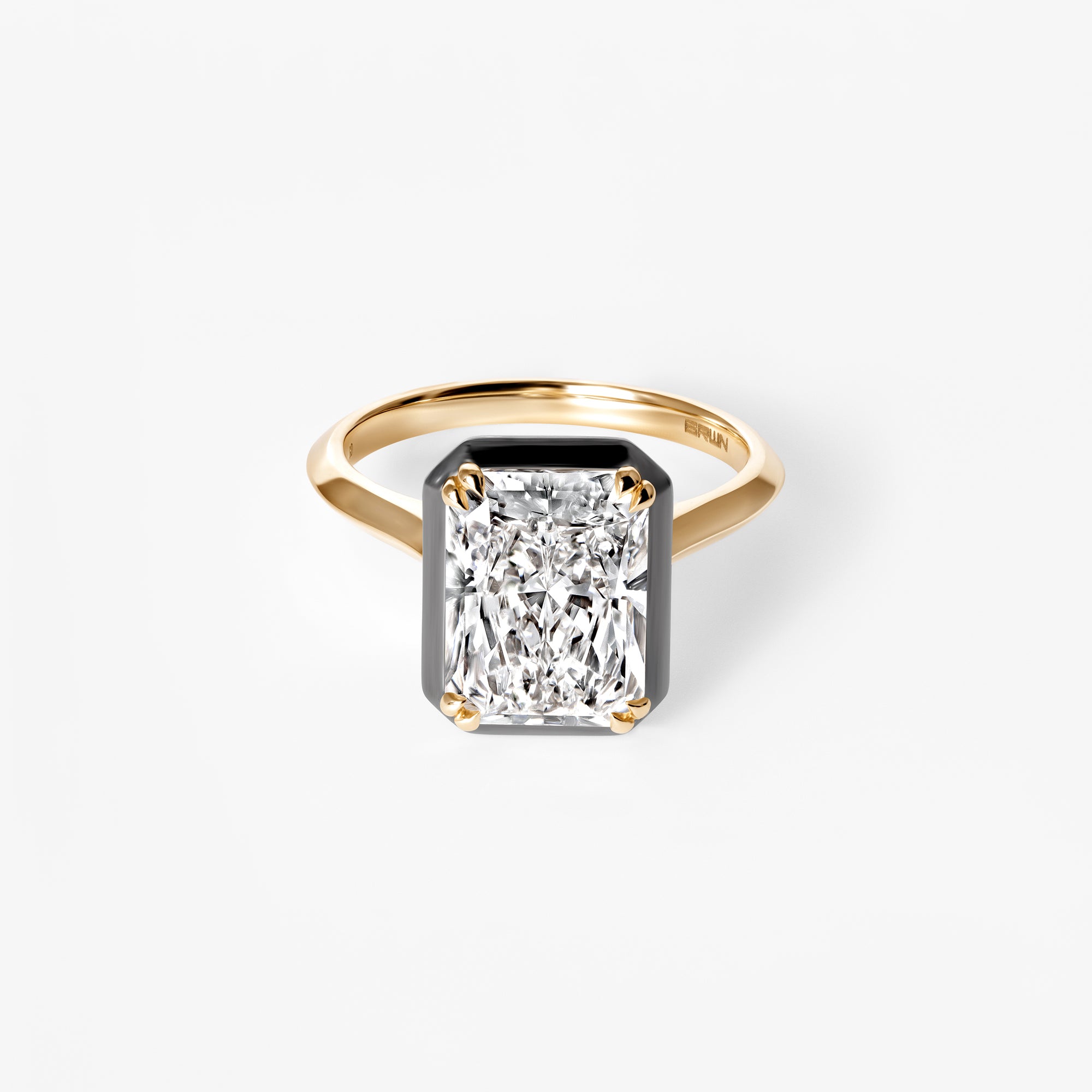 4.06CT Radiant Black Rhodium Bezel Engagement Ring