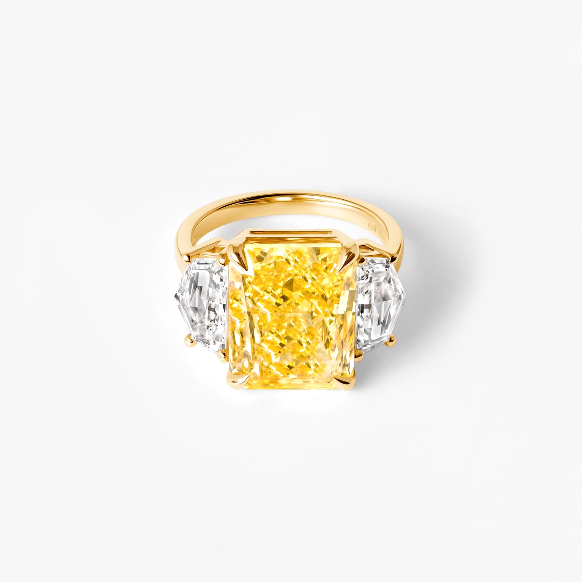 9.04CT Yellow Radiant Three Stone Engagement Ring