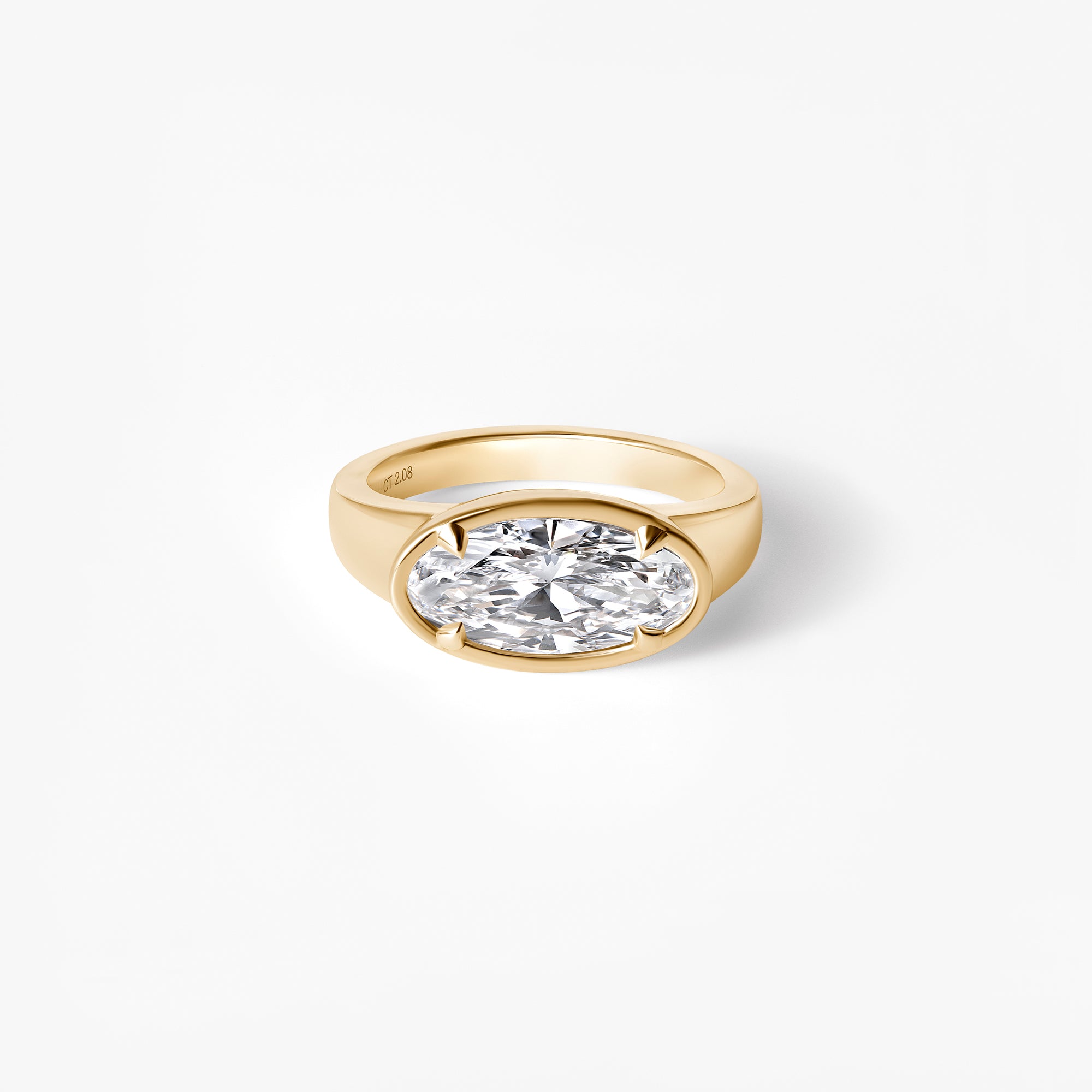 2.08CTW Oval East West Bezel Engagement Ring