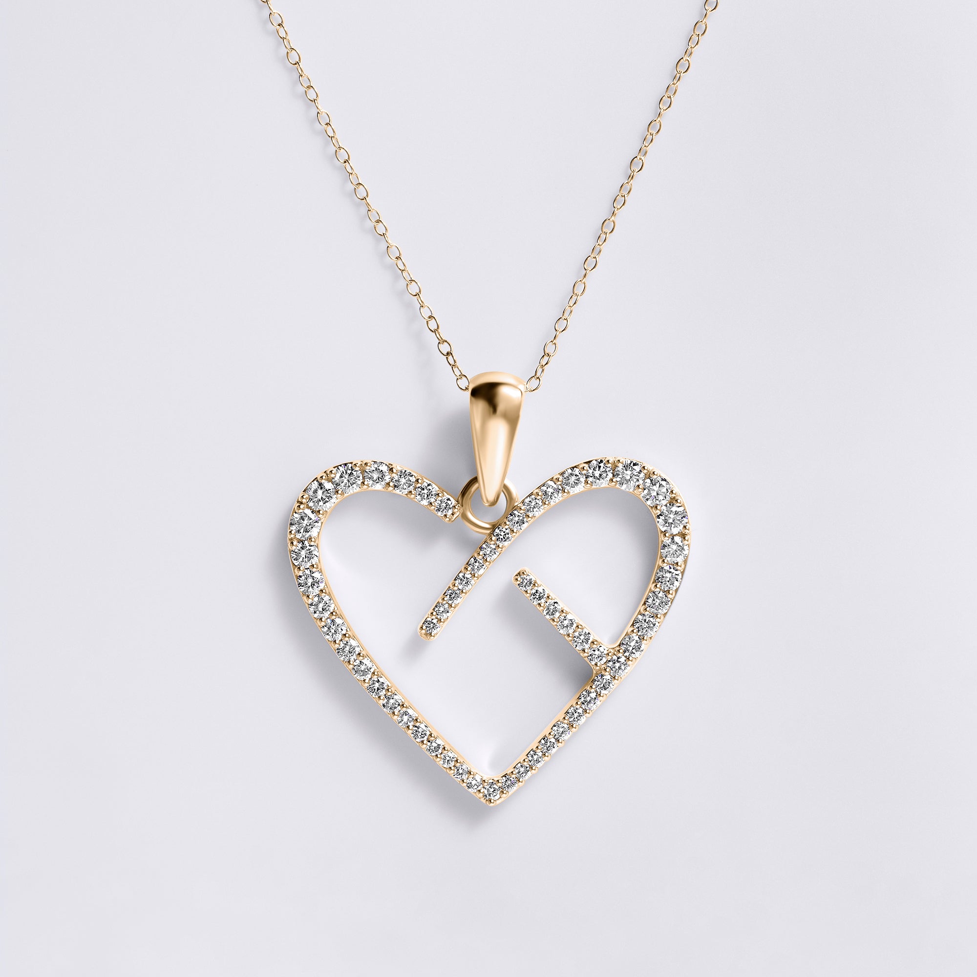 CoachArt 2CTW 18K Yellow Vermeil and Sterling Silver Diamond Heart Pendant (2CTW)