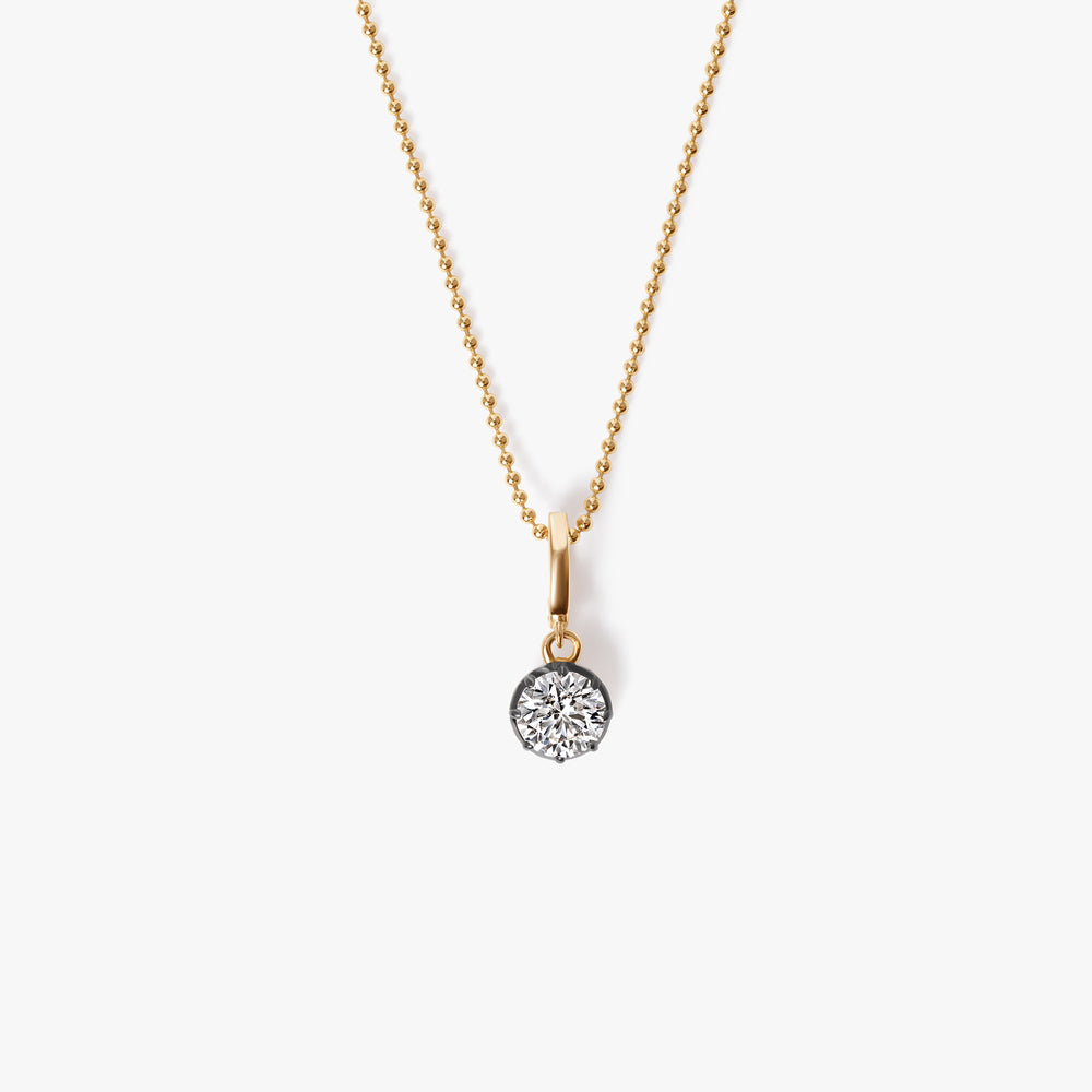 Round Diamond Black Rhodium Pendant