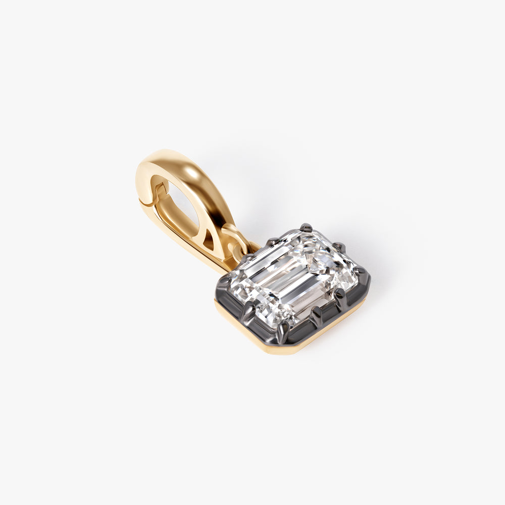 Emerald Diamond East/West Black Rhodium Pendant