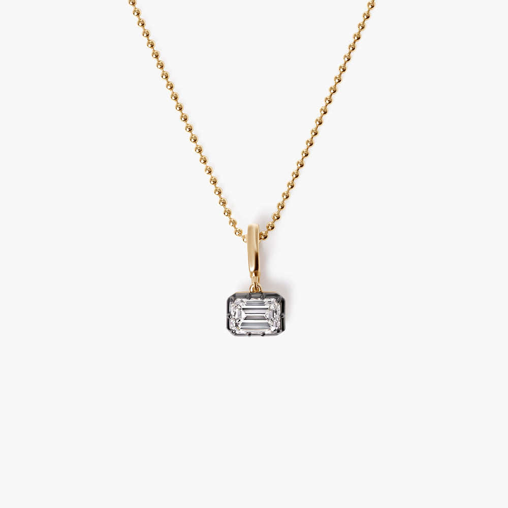 Emerald Diamond East/West Black Rhodium Pendant