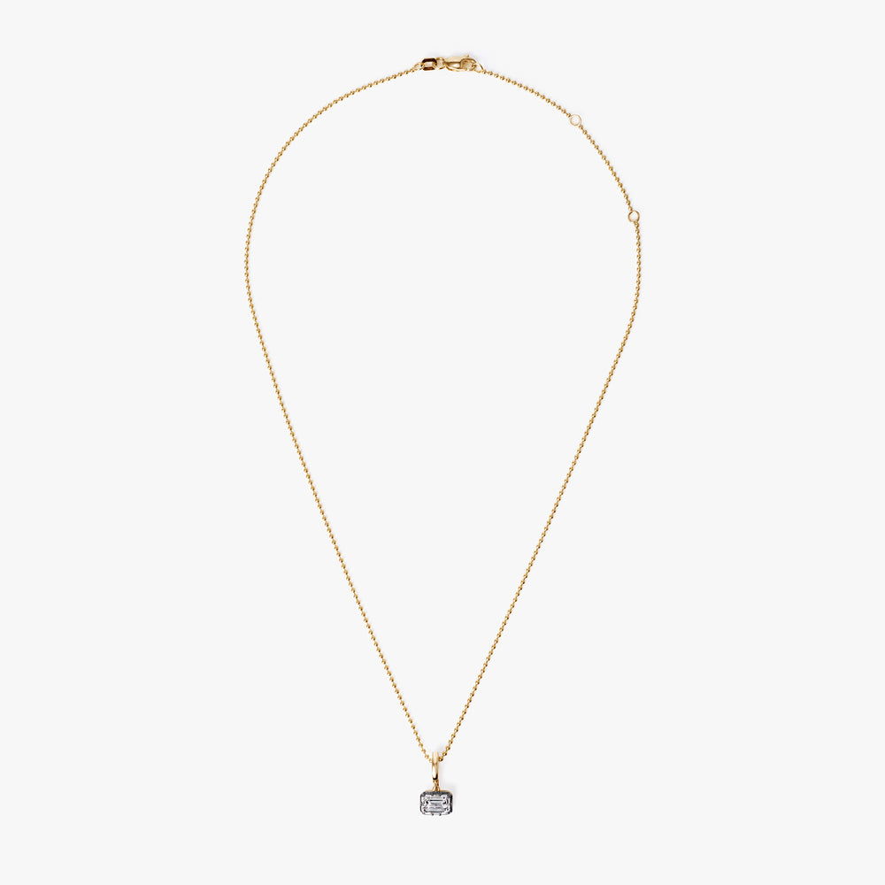 Emerald Diamond East/West Black Rhodium Pendant