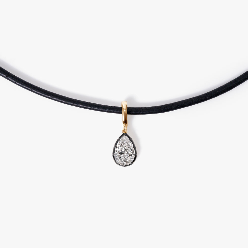 Pear Diamond Black Rhodium Pendant