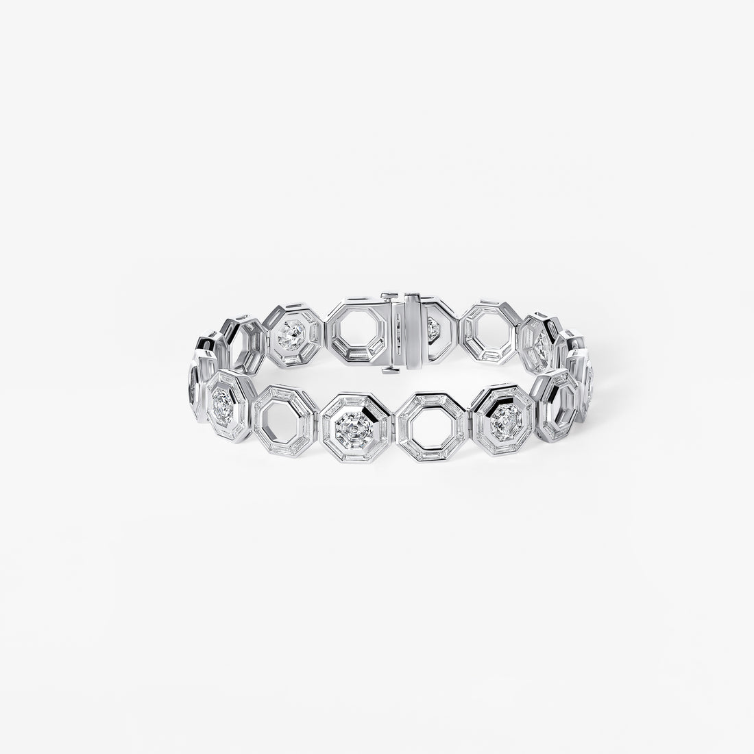 Octagon and Baguette Diamond Bracelet