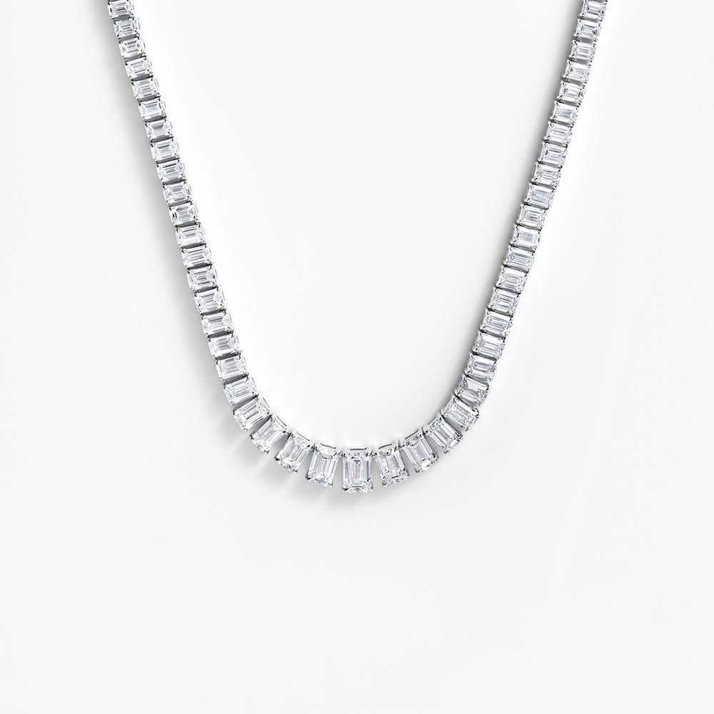 Emerald Diamond Graduating Tennis Necklace