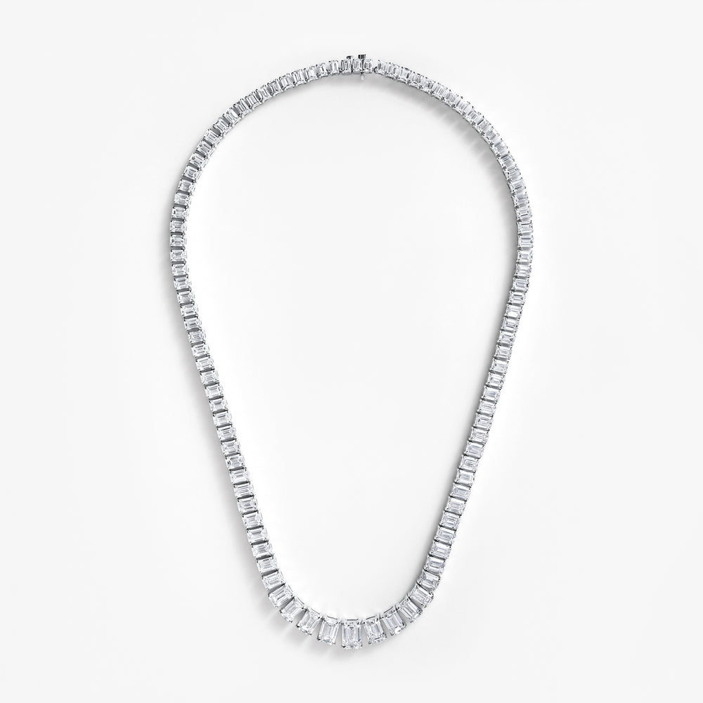 Emerald Diamond Graduating Tennis Necklace