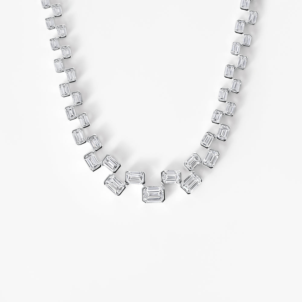 Emerald Diamond Half Bezel Necklace