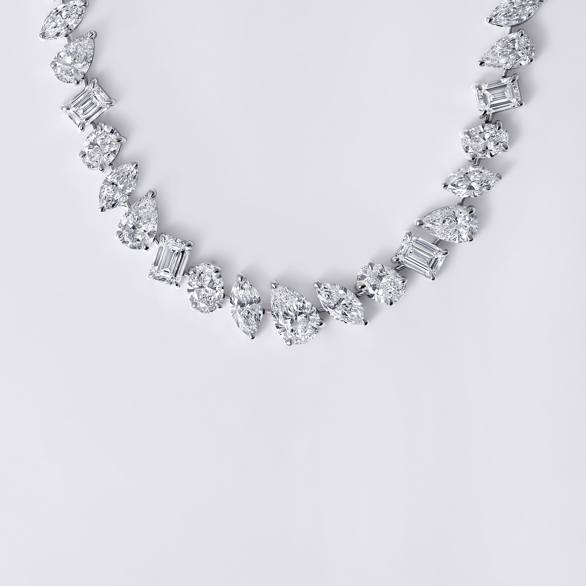 Couture White Mixed Shape Diamond Tennis Necklace