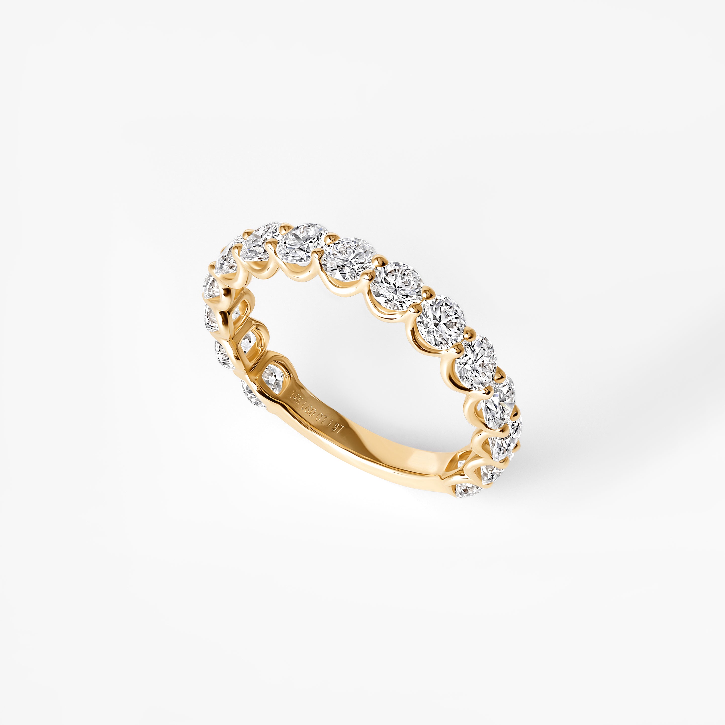 Round Diamond U-Prong Three Quarter Eternity Band