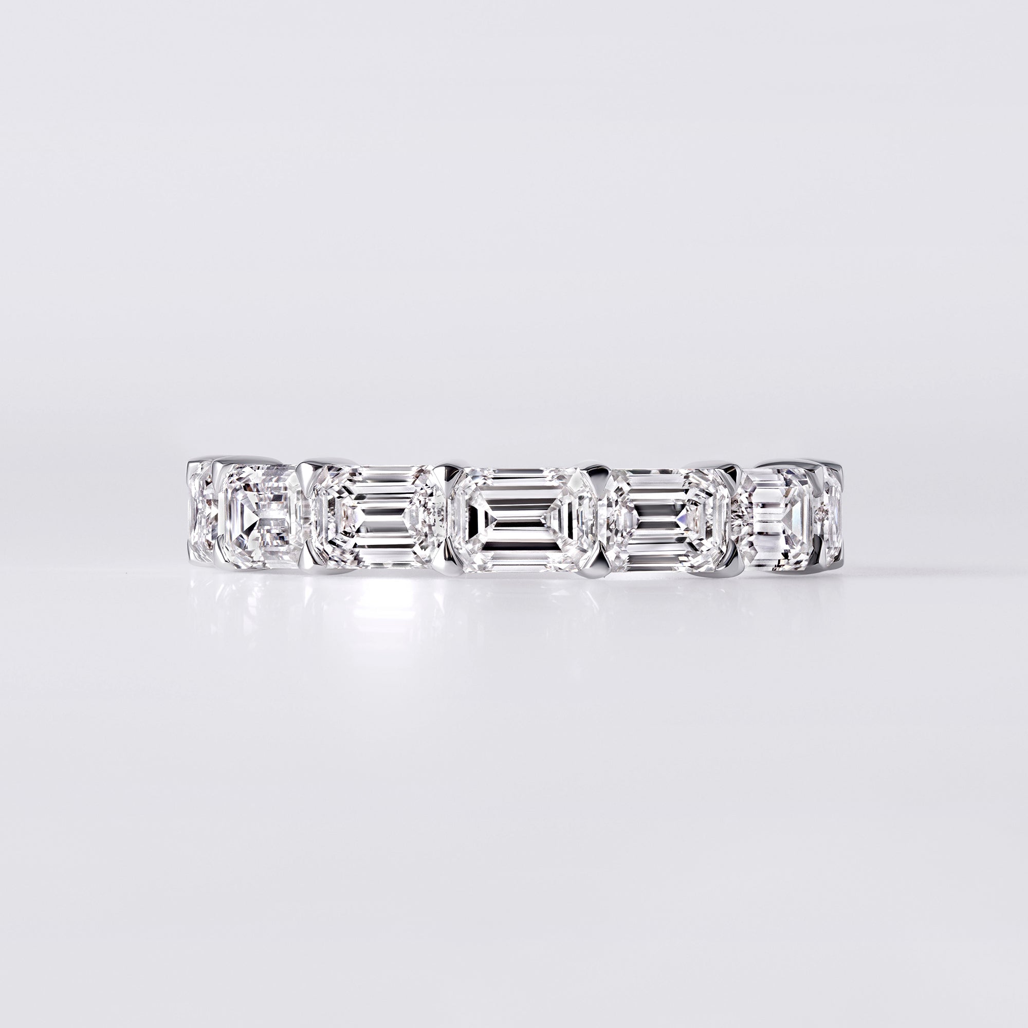 East/West Emerald Cut 3/4 Eternity Band (3CTW), White Gold