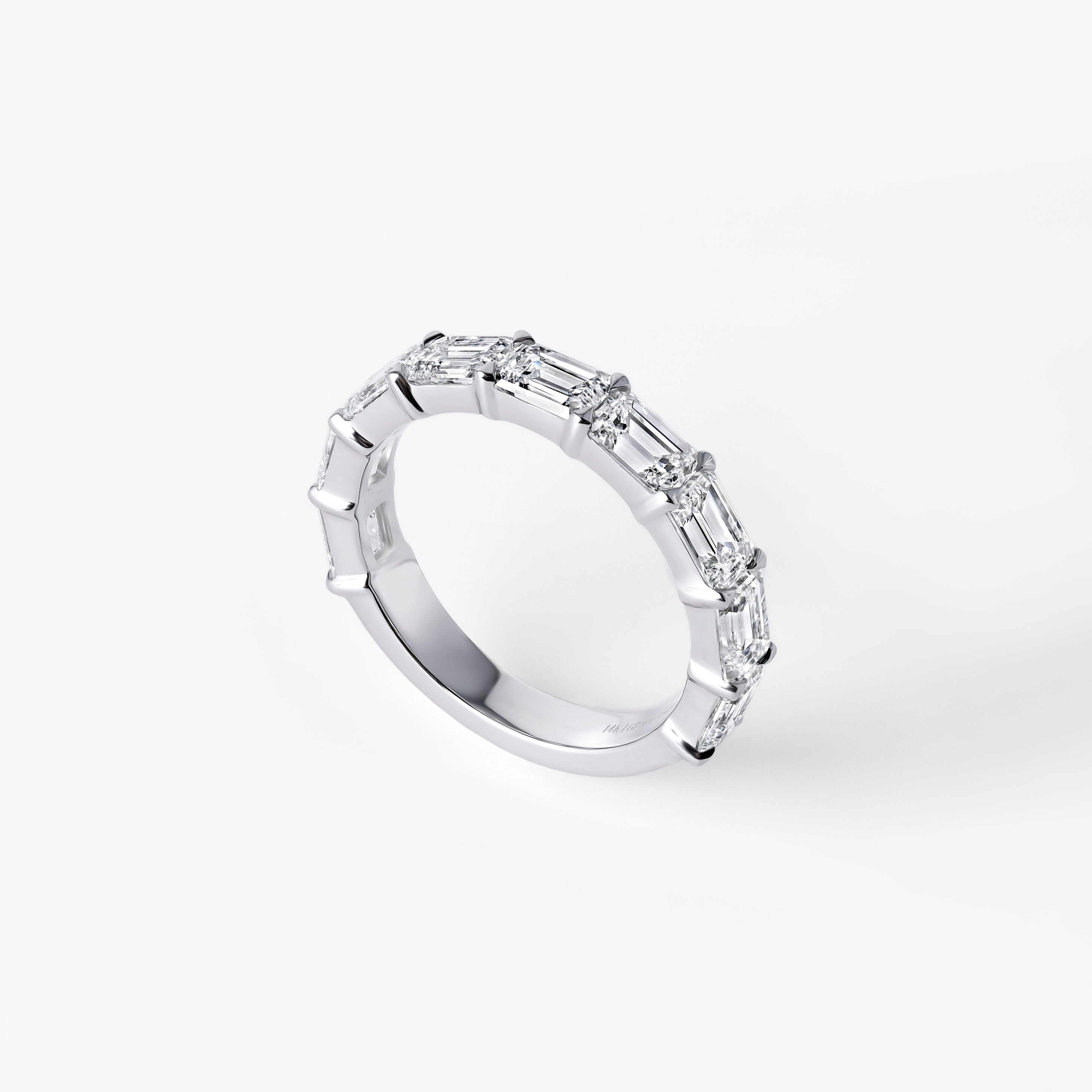 Emerald Cut Diamond East West Three Quarter Eternity Band