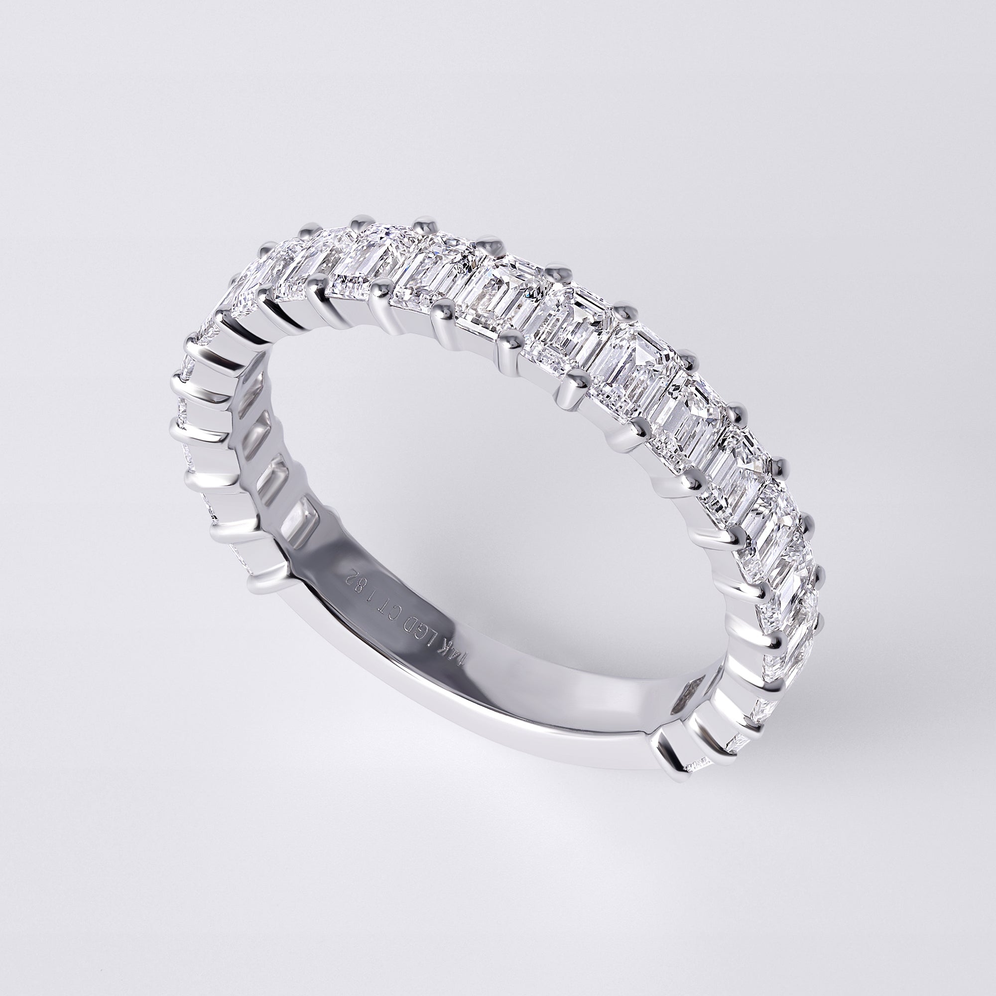 Emerald Cut Diamond Three Quarter Eternity Band