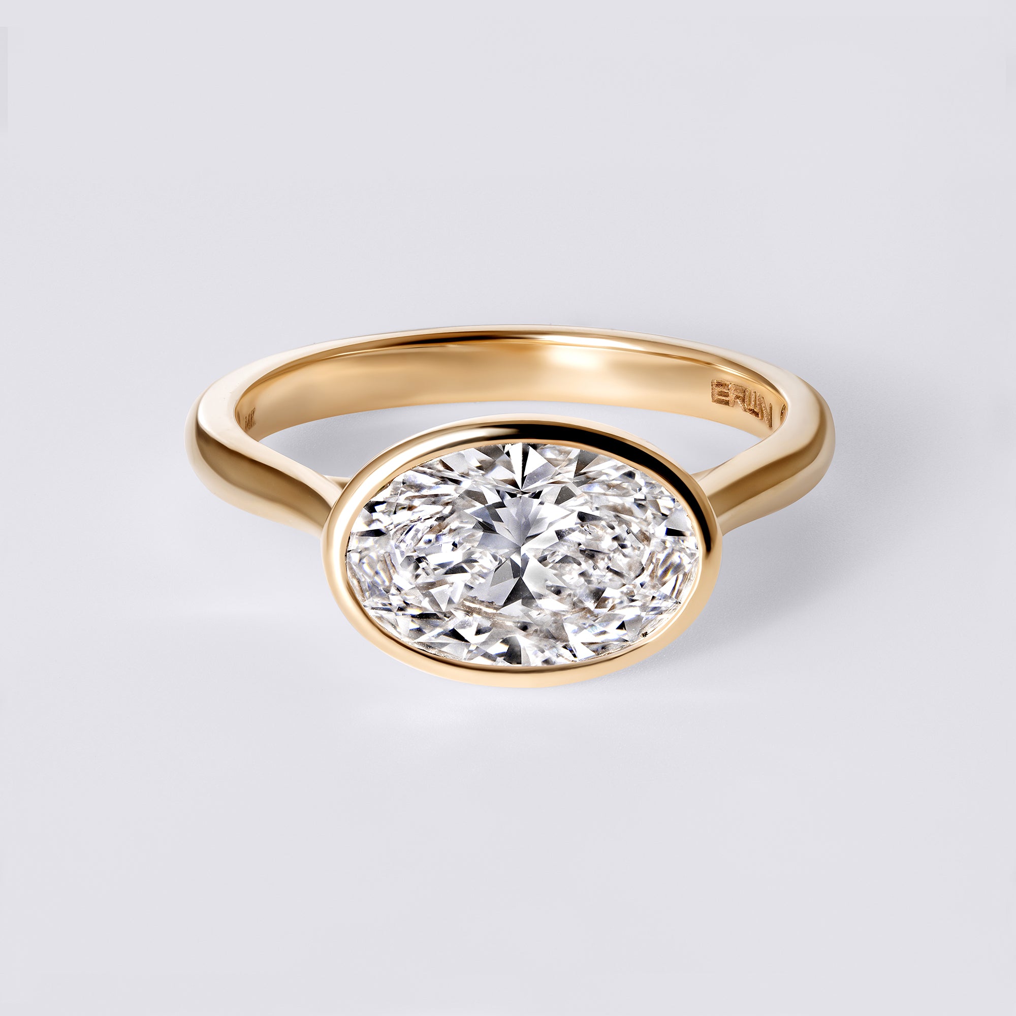 Lori 2.04 CTW Oval Diamond East West Bezel Set Engagement Ring