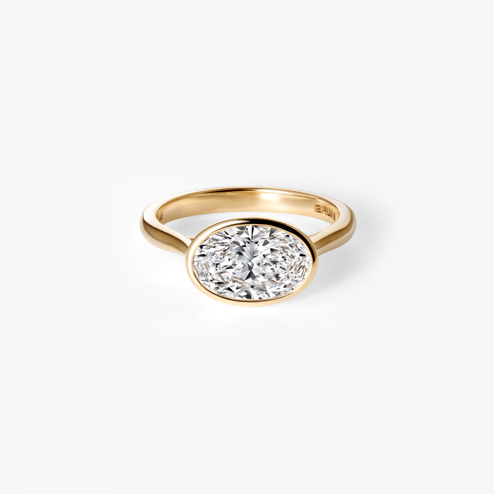 2.04CT Oval East West Bezel Set Engagement Ring