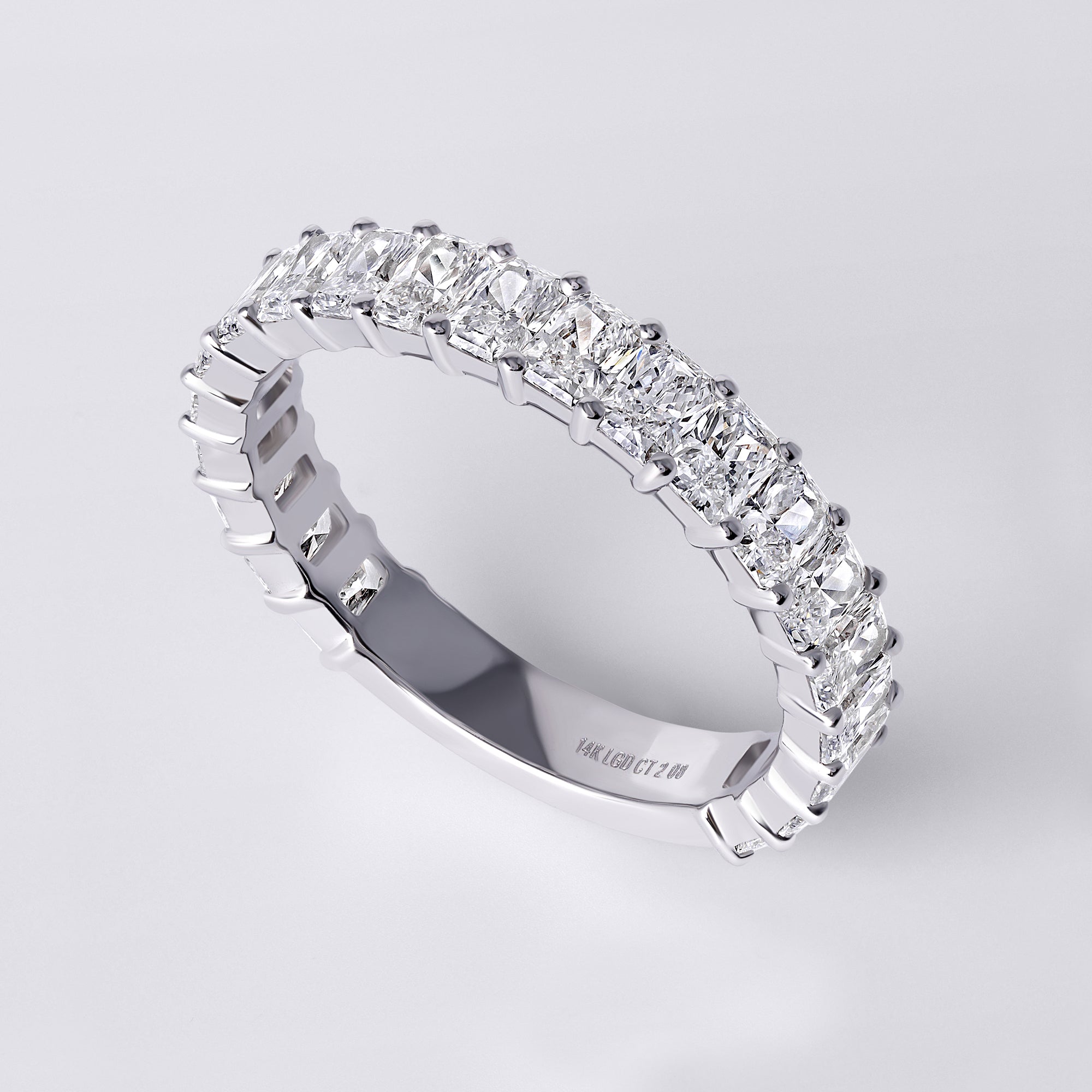 Radiant Cut 3/4 Eternity Band (2CTW), White Gold