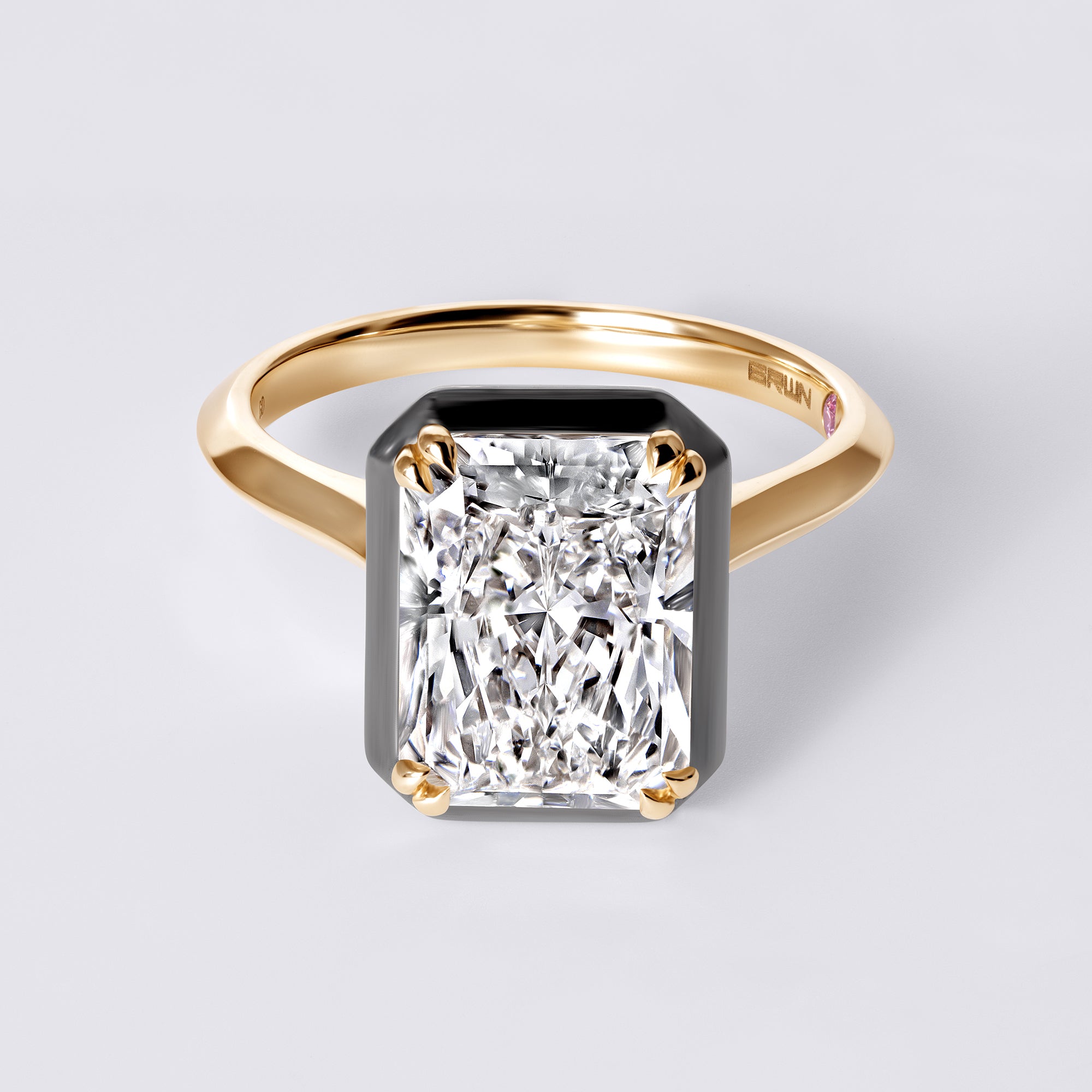 Bespoke 4.06 CTW Radiant Diamond Black Rhodium Bezel Set Engagement Ring