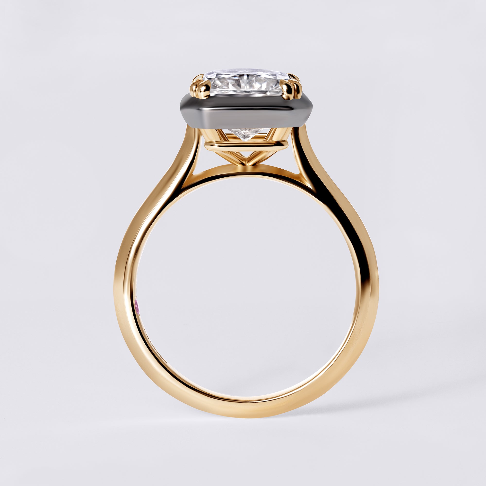 Bespoke 4.06 CTW Radiant Diamond Black Rhodium Bezel Set Engagement Ring