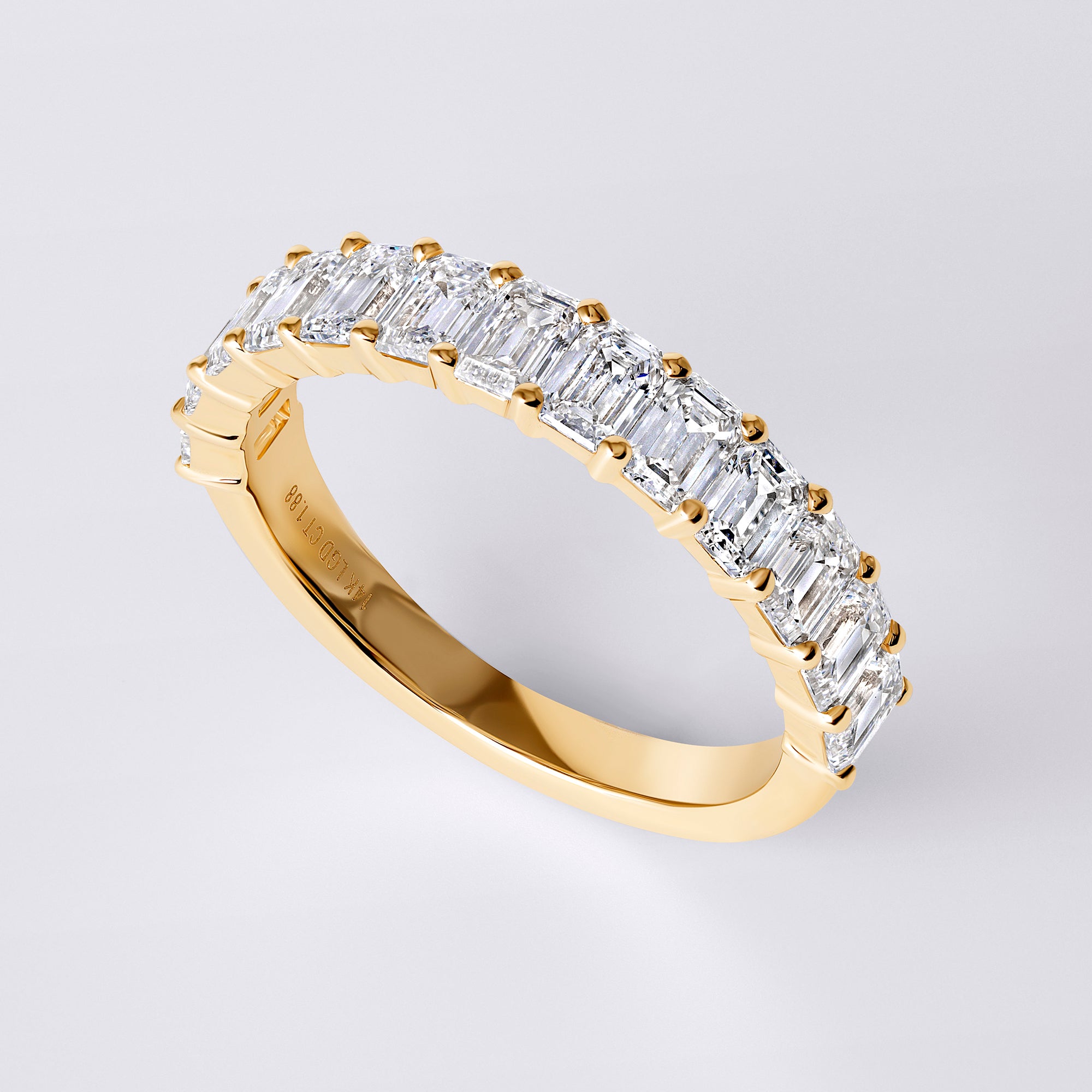 Emerald Cut Half Eternity Band (1 7/8CTW), Yellow Gold