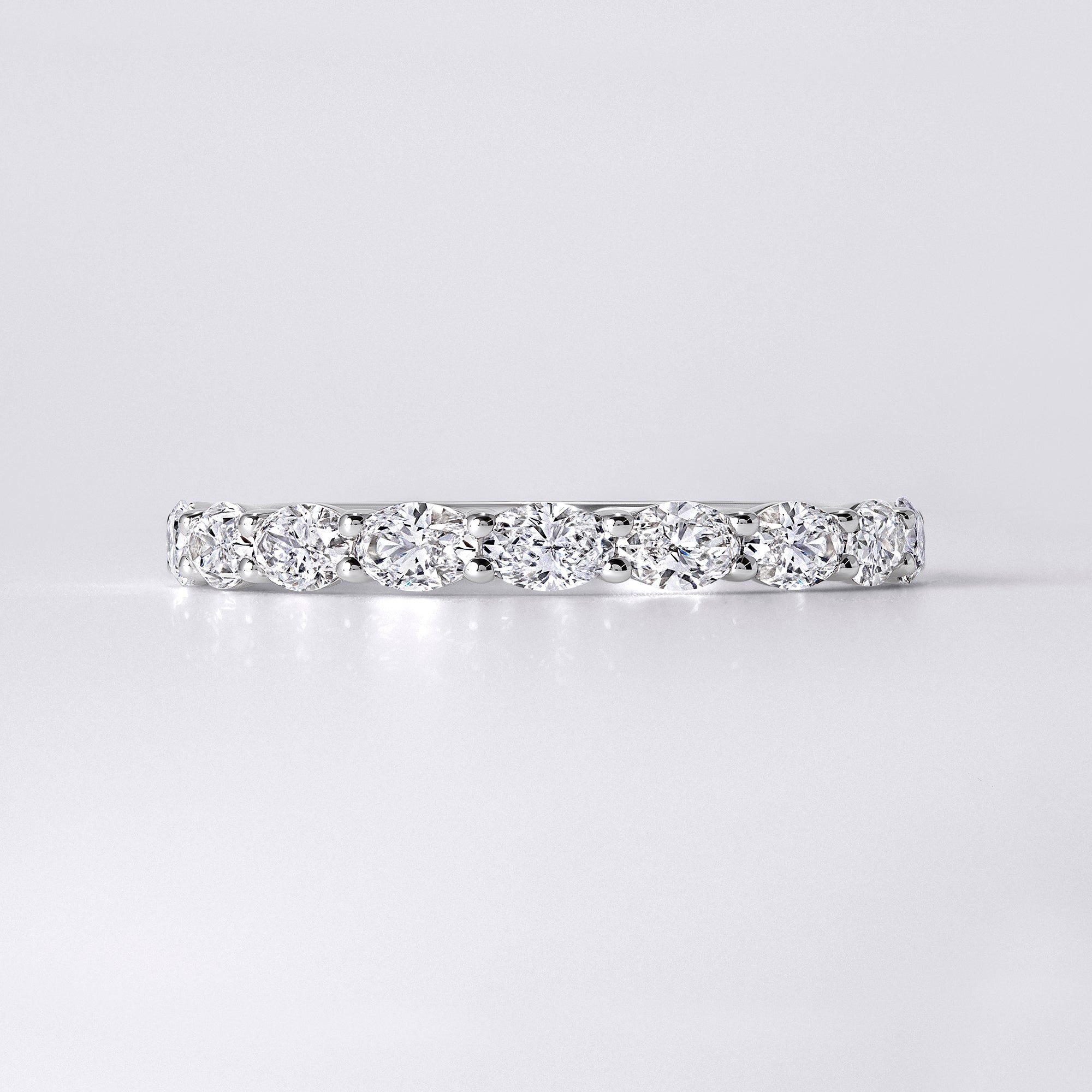 East/West Oval Half Eternity Band (7/8CTW), White Gold
