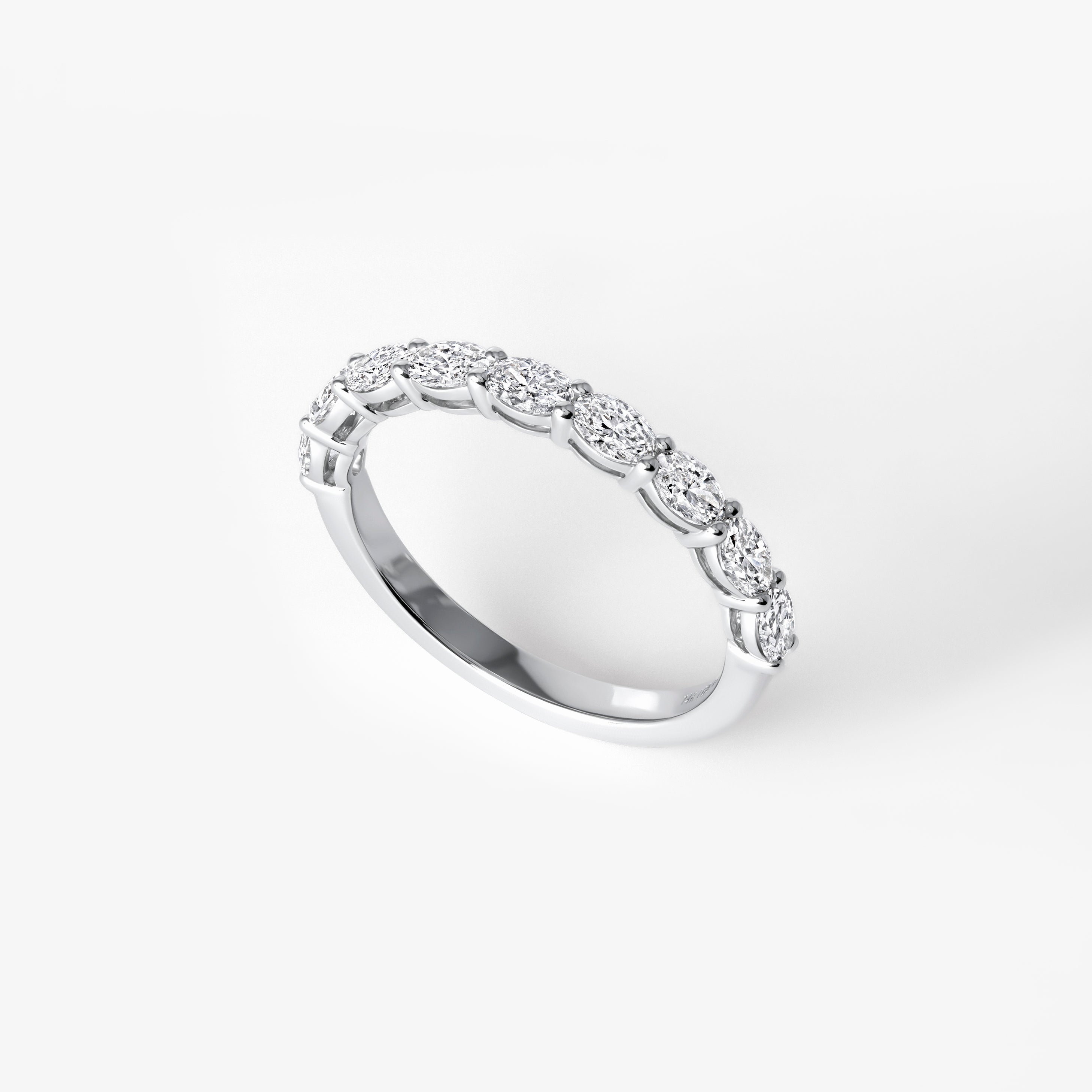 Oval Diamond East West Half Eternity Band