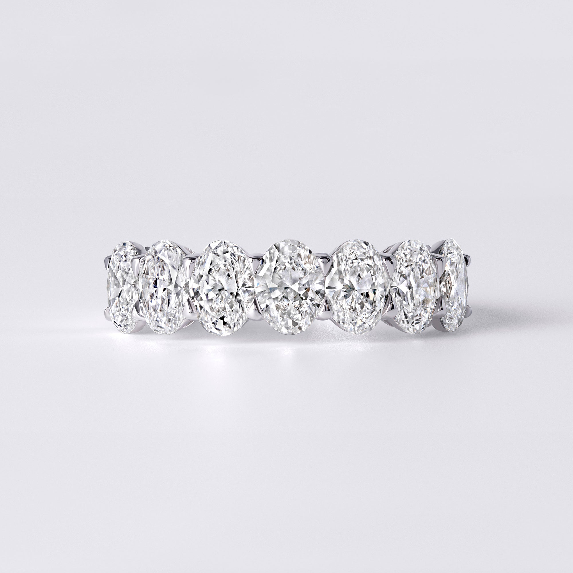 Oval 7 Stone Half Eternity Band (2 1/5CTW), White Gold