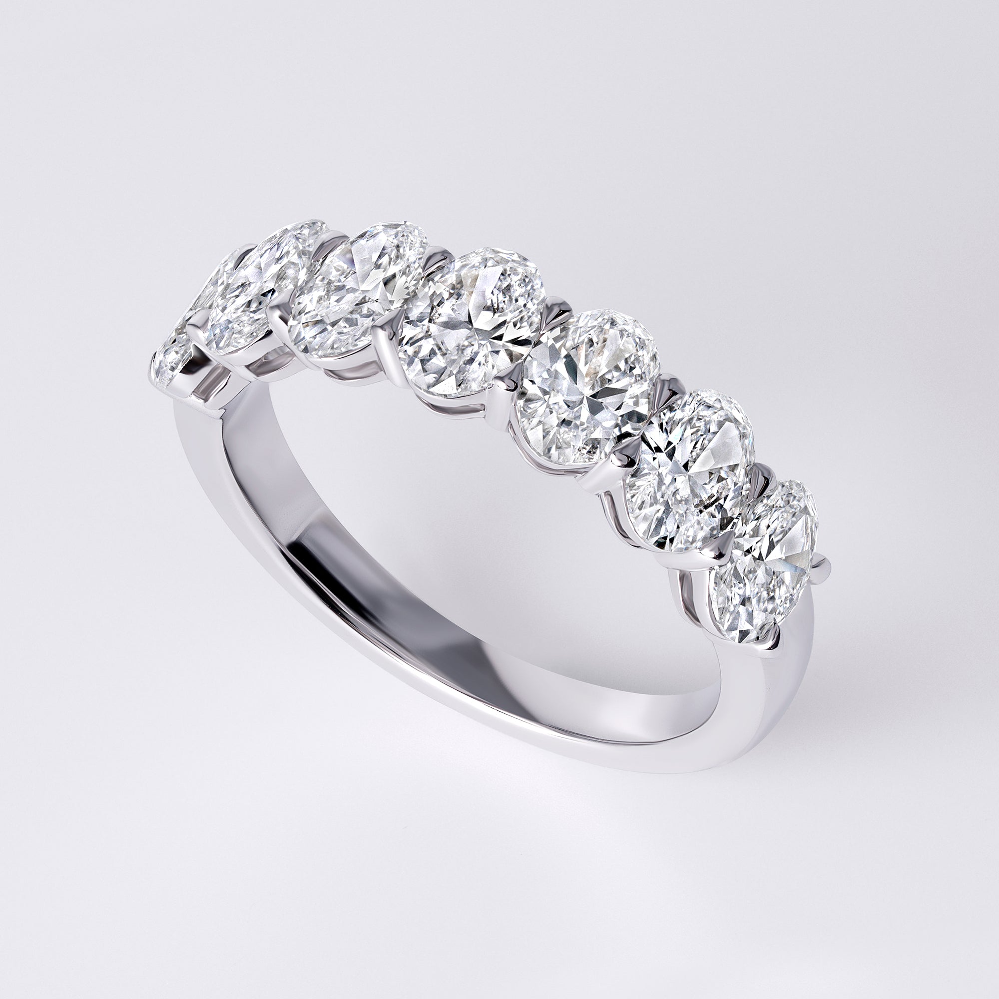 Oval 7 Stone Half Eternity Band (2 1/5CTW), White Gold