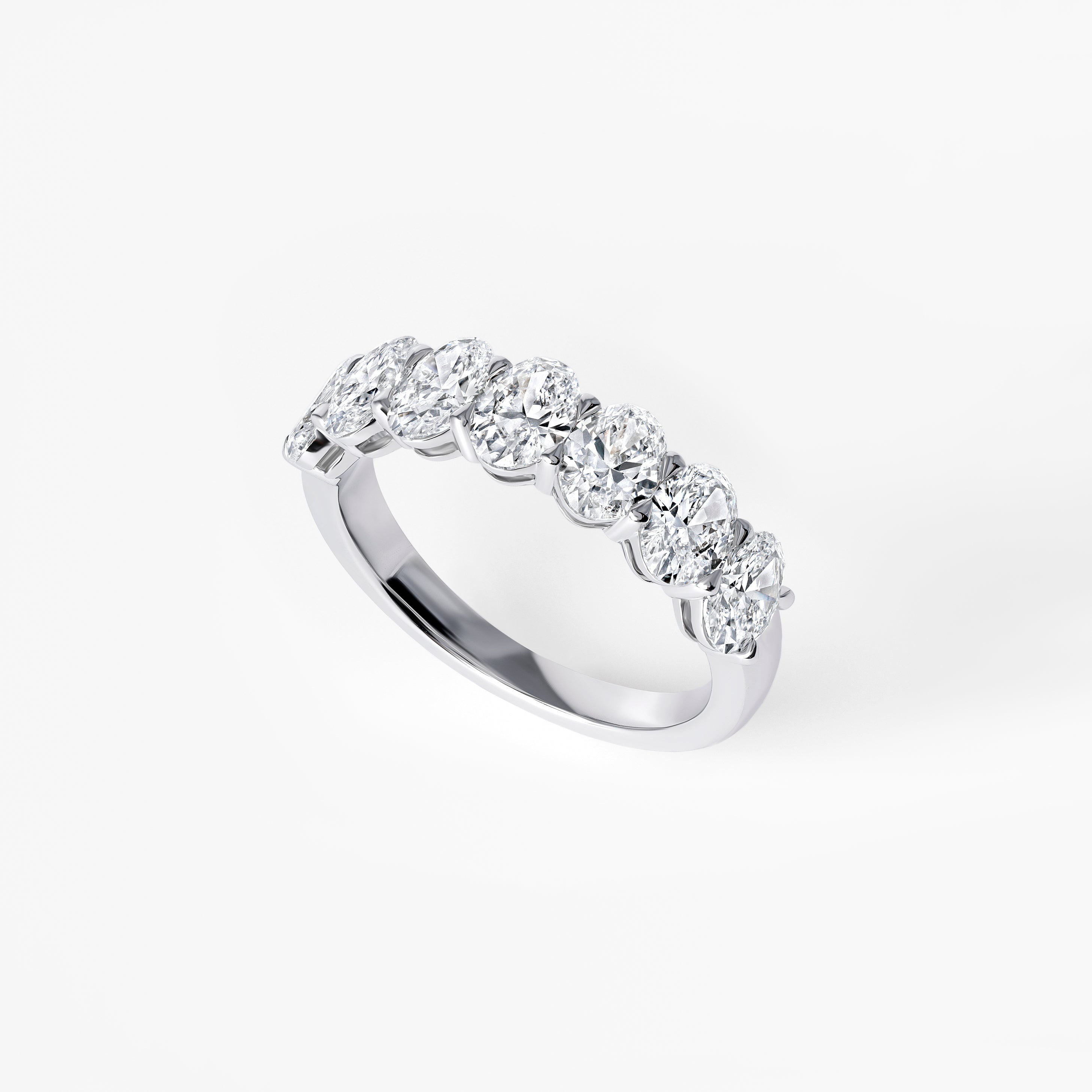 Oval Diamond Seven Stone Half Eternity Band