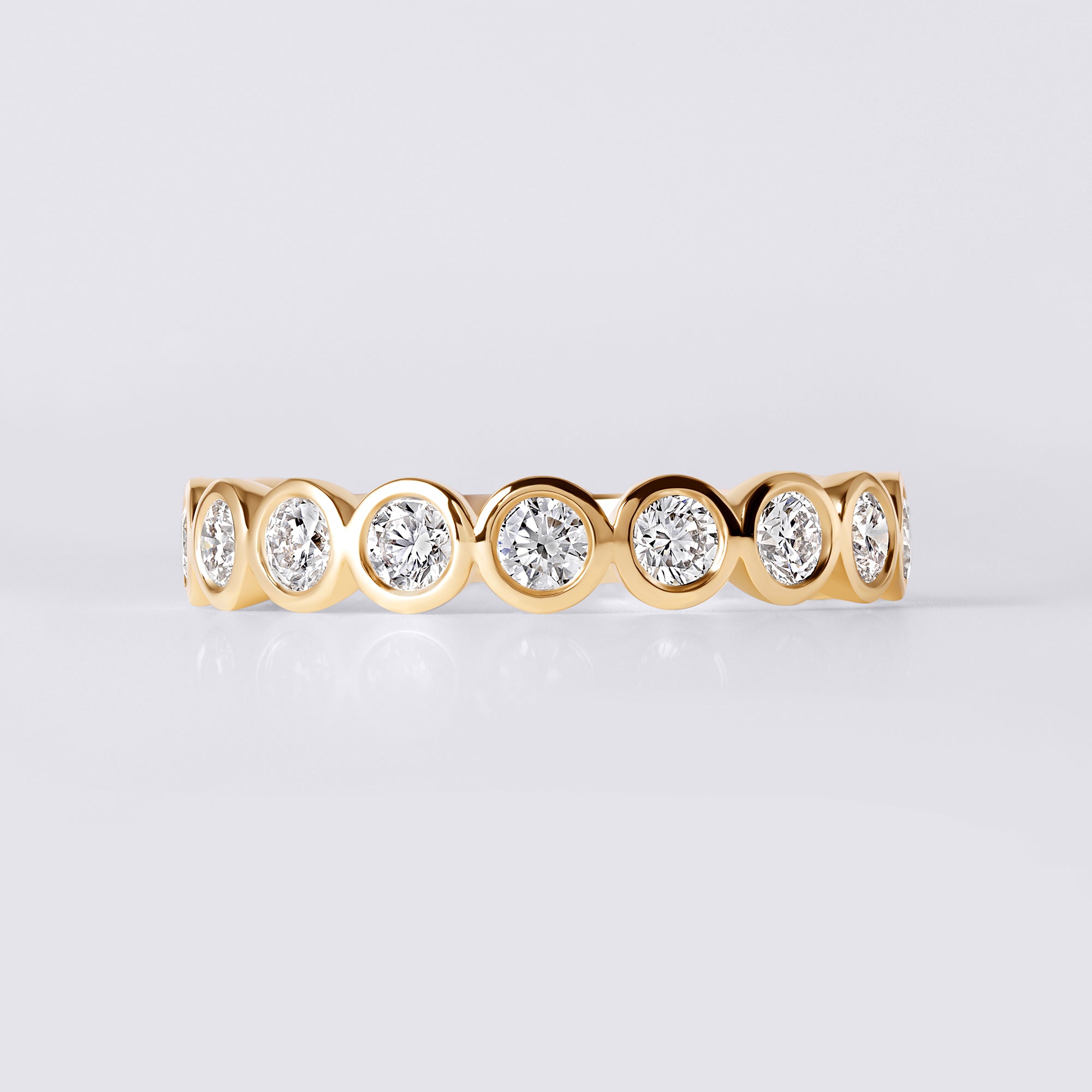 Round Bezel Set 3/4 Eternity Band (1CTW), Yellow Gold