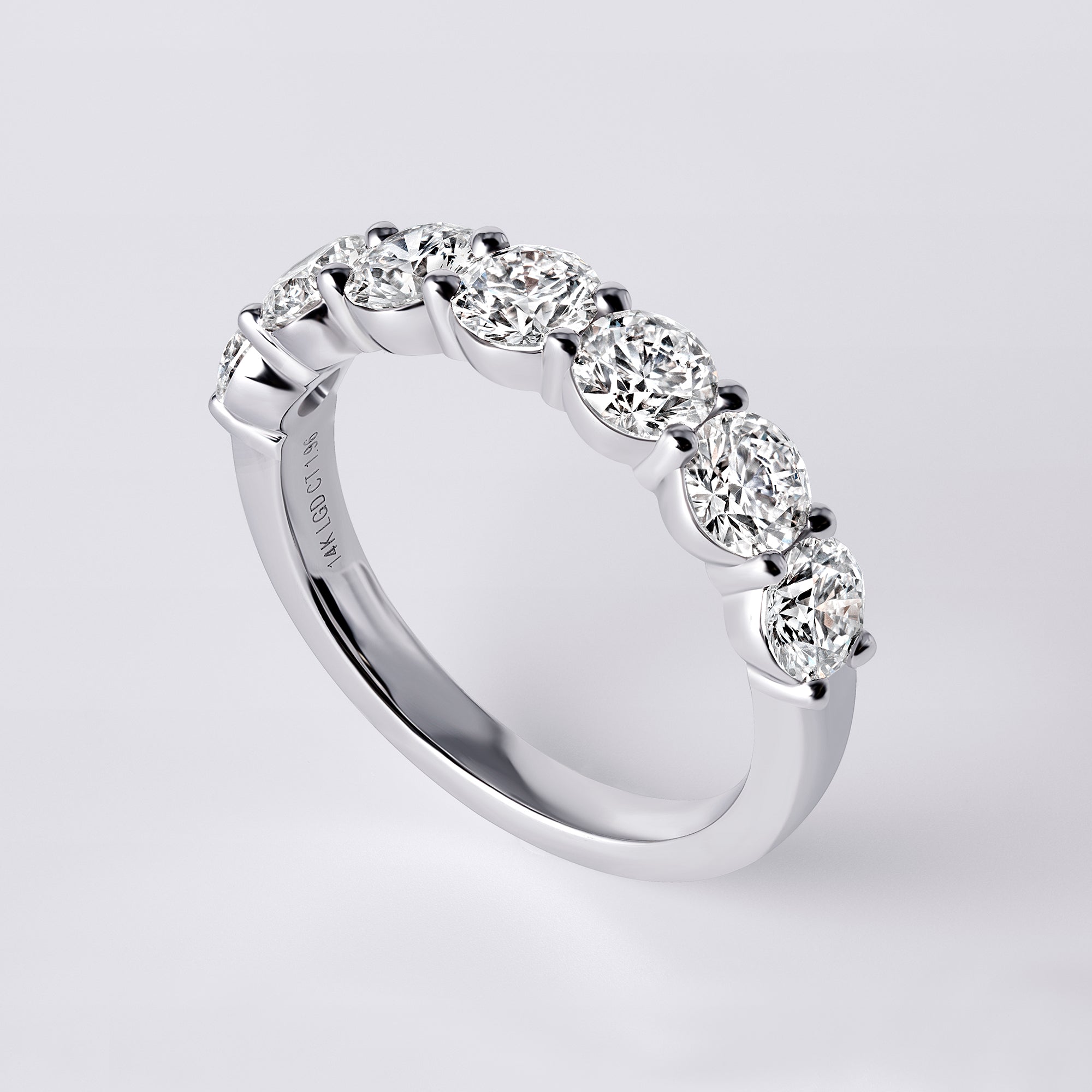 Round Brilliant 7 Stone Half Eternity Band (2CTW), White Gold