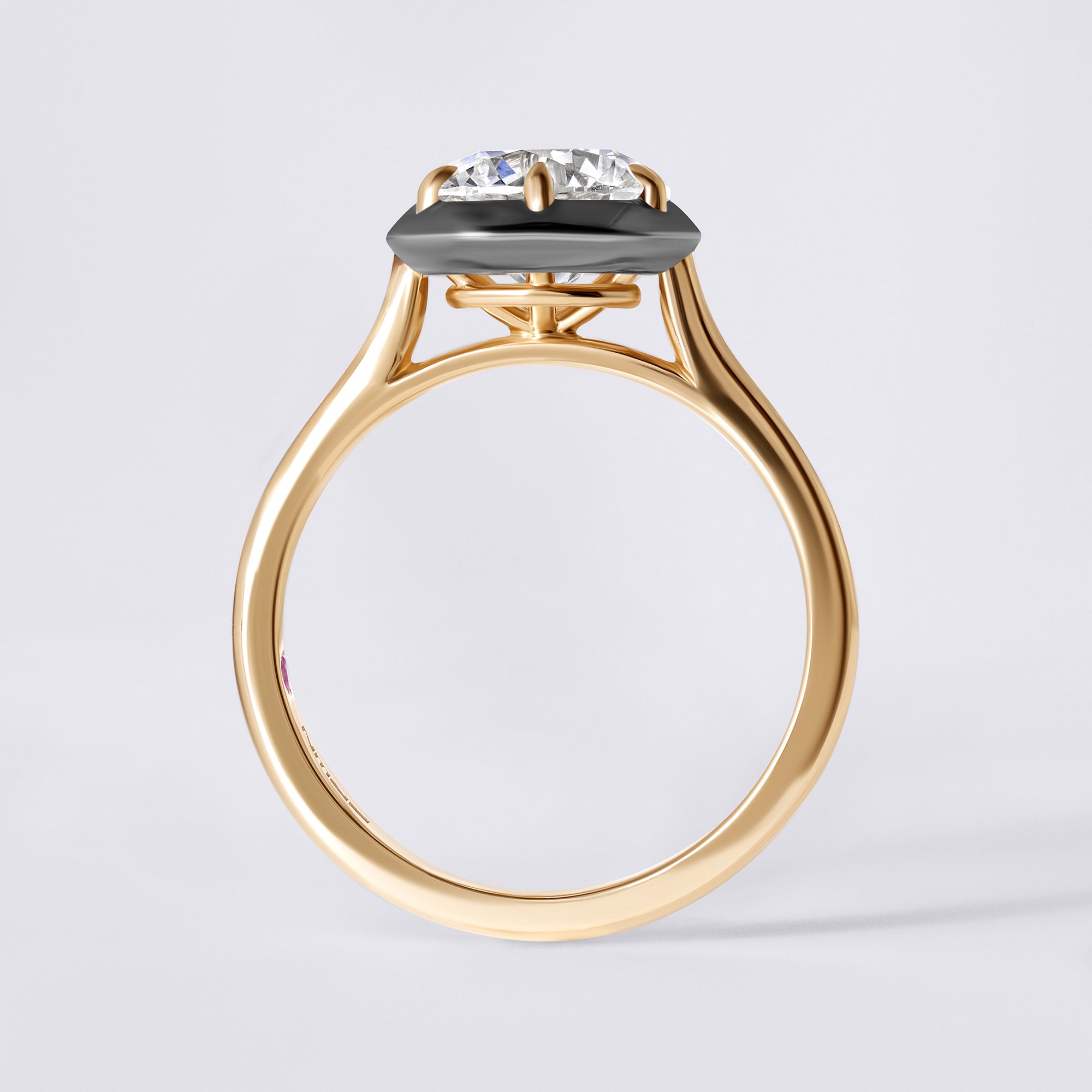 Bespoke 2.00 CTW Round Diamond Black Rhodium Bezel Set Engagement Ring