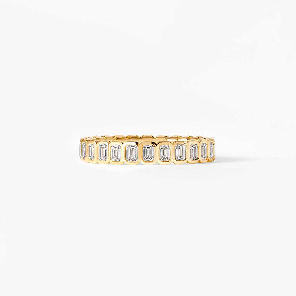 Emerald Cut Diamond Bezel Set Eternity Band