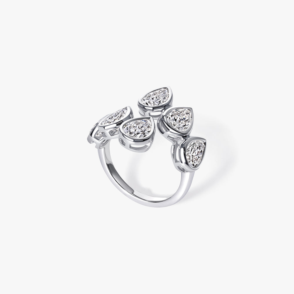 Pear Diamond Bezel Open Ring