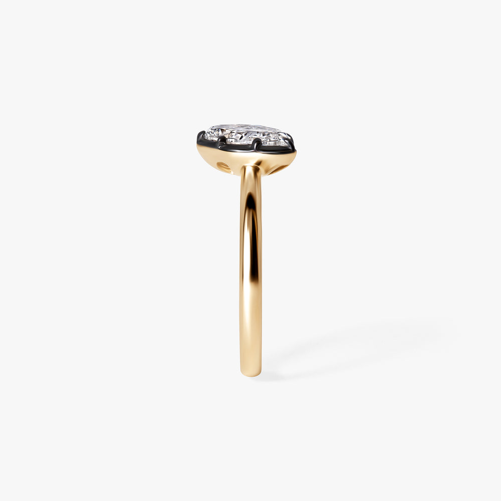 Pear Diamond Black Rhodium Angled Pinky Ring