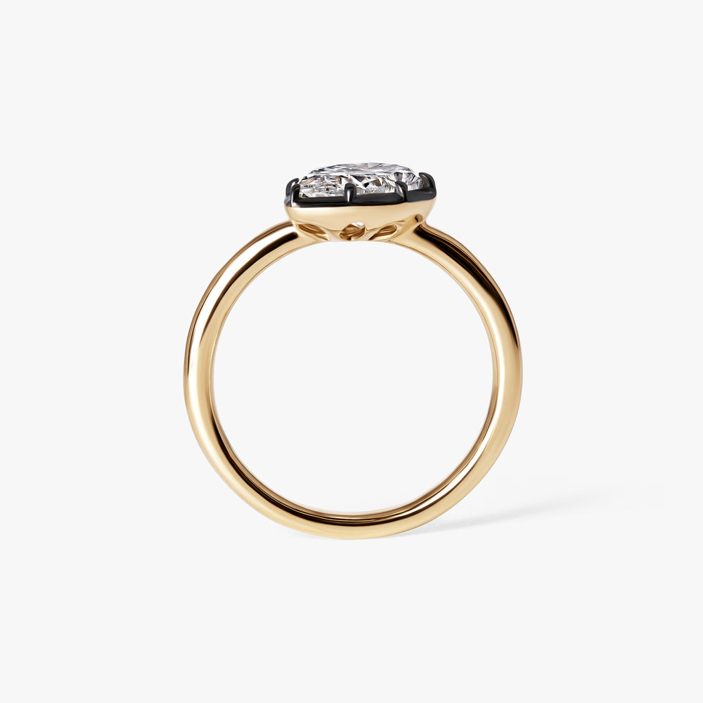 Pear Diamond Black Rhodium Angled Pinky Ring
