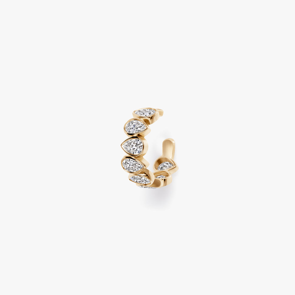Alternating Pear Diamond Bezel Ear Cuff