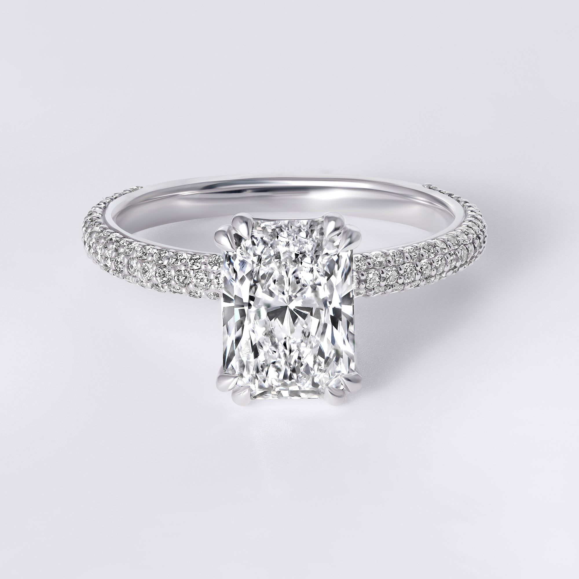 Luna 2.03 CTW Radiant Diamond Three Row Pavé Engagement Ring