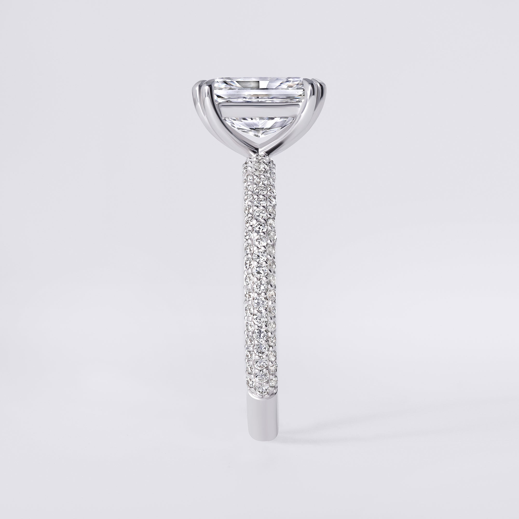 Luna 2.03 CTW Radiant Diamond Three Row Pavé Engagement Ring
