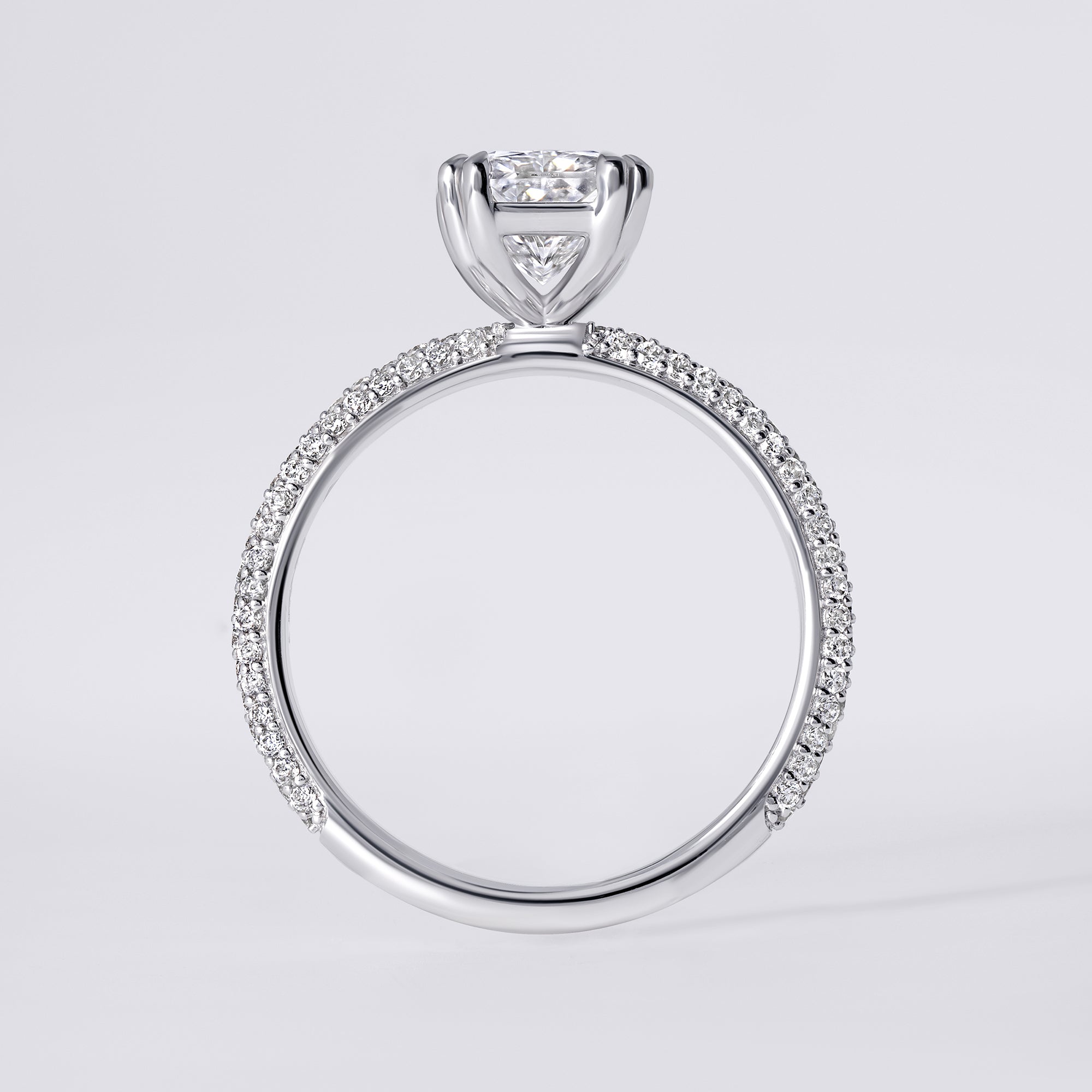 Luna 2.03 CTW Radiant Diamond Three Row Pavé Engagement Ring