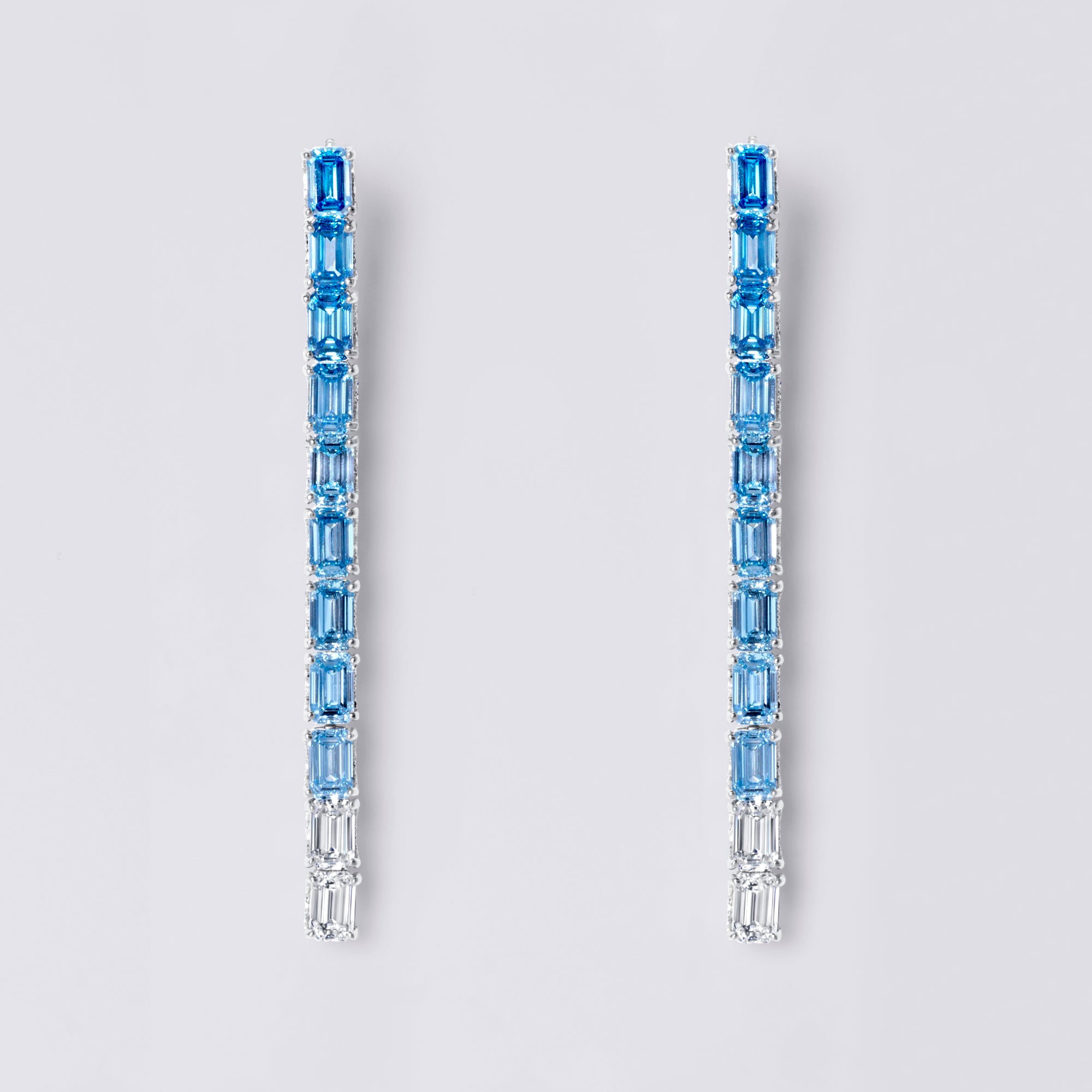 Ombré Blue Lab Diamond Drop Earring