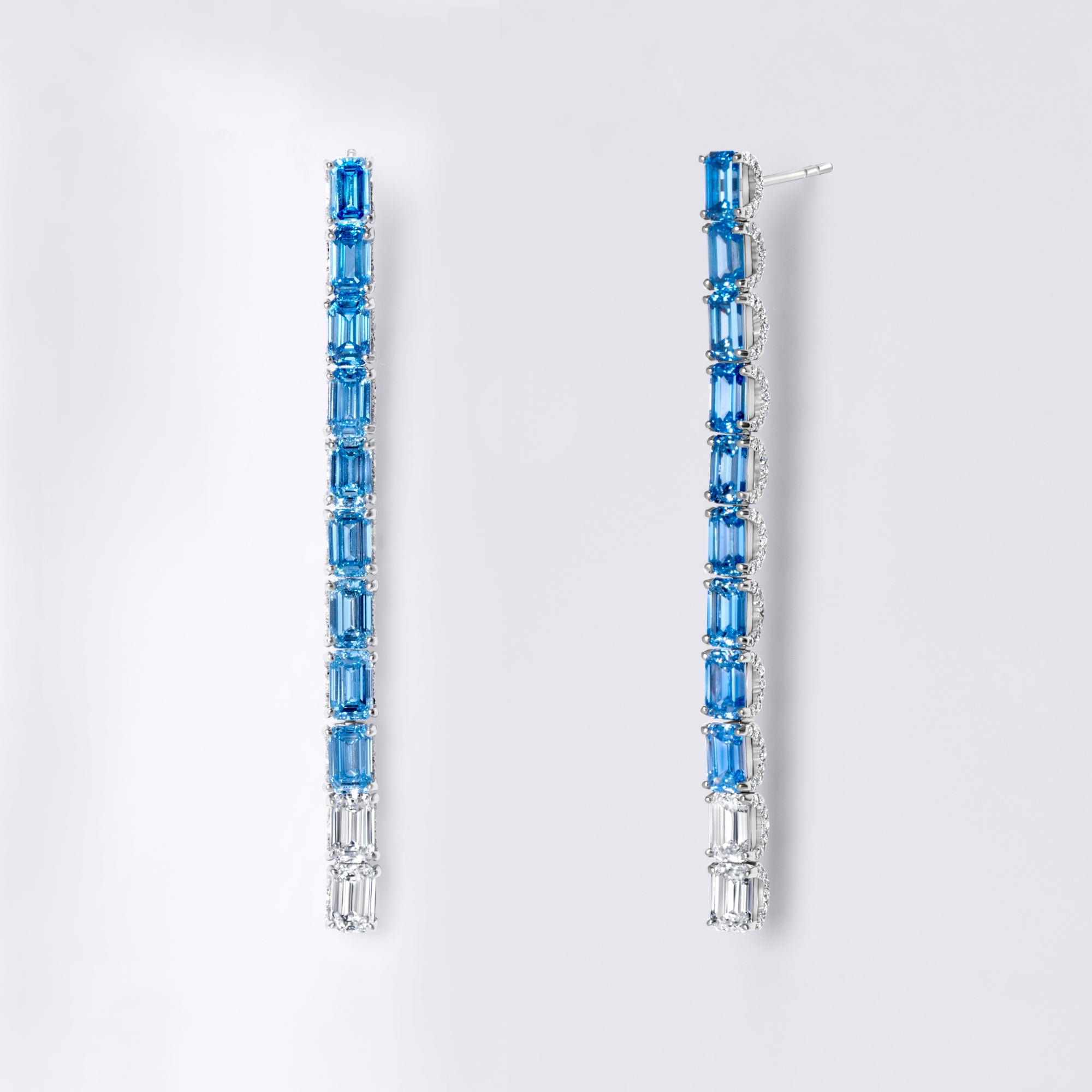 Ombré Blue Lab Diamond Drop Earring