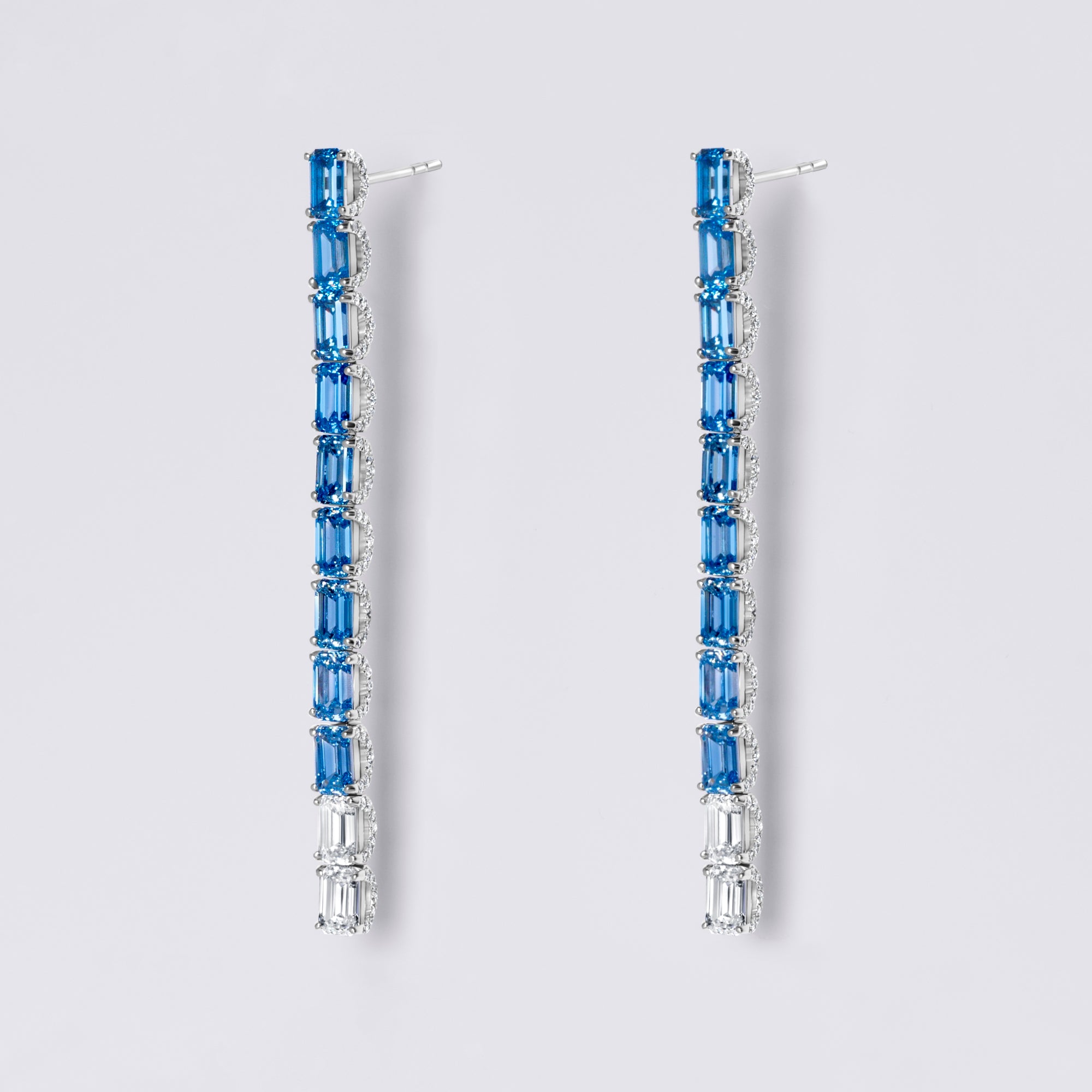 Ombré Blue Lab Diamond Drop Earring