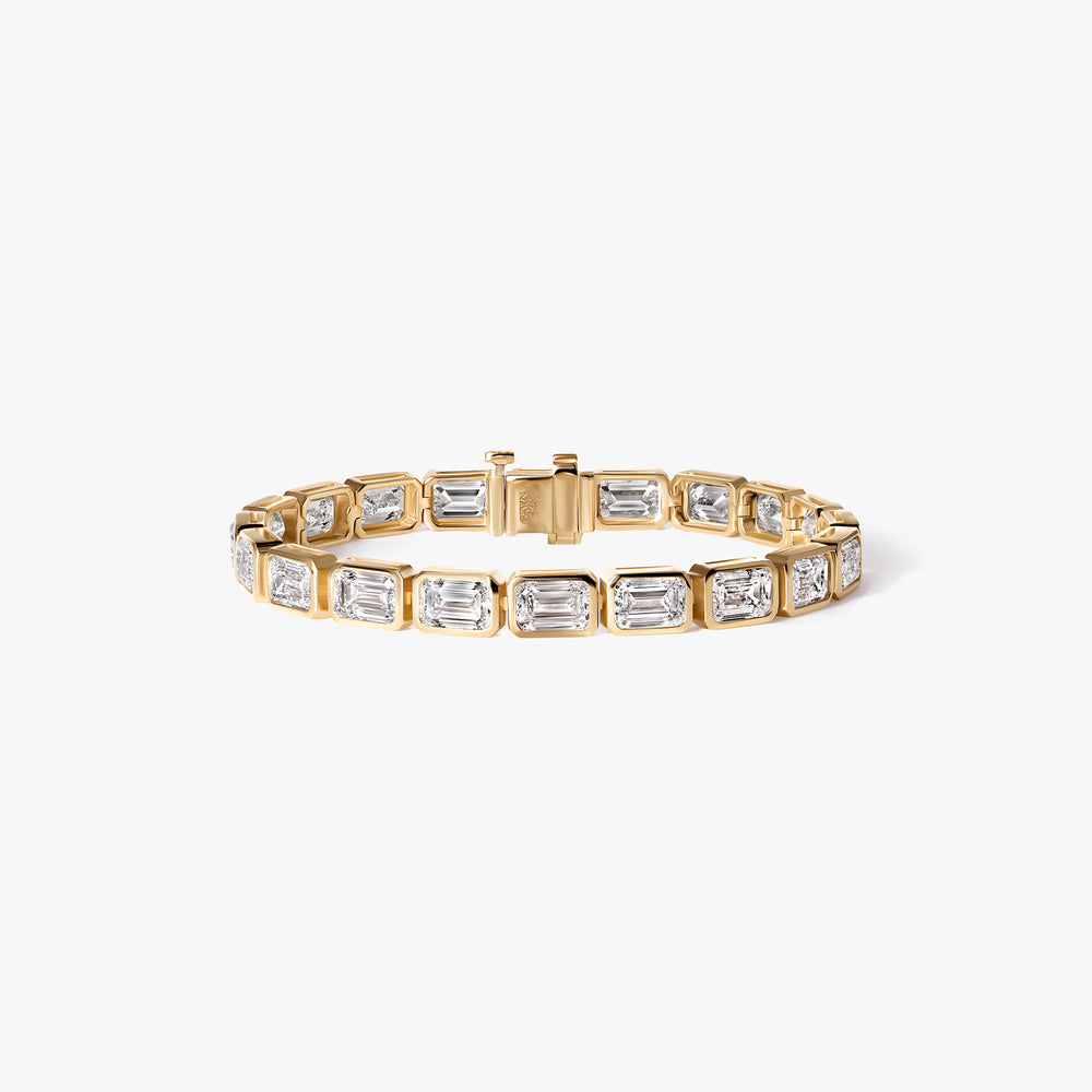 Emerald Diamond East West Bezel Tennis Bracelet